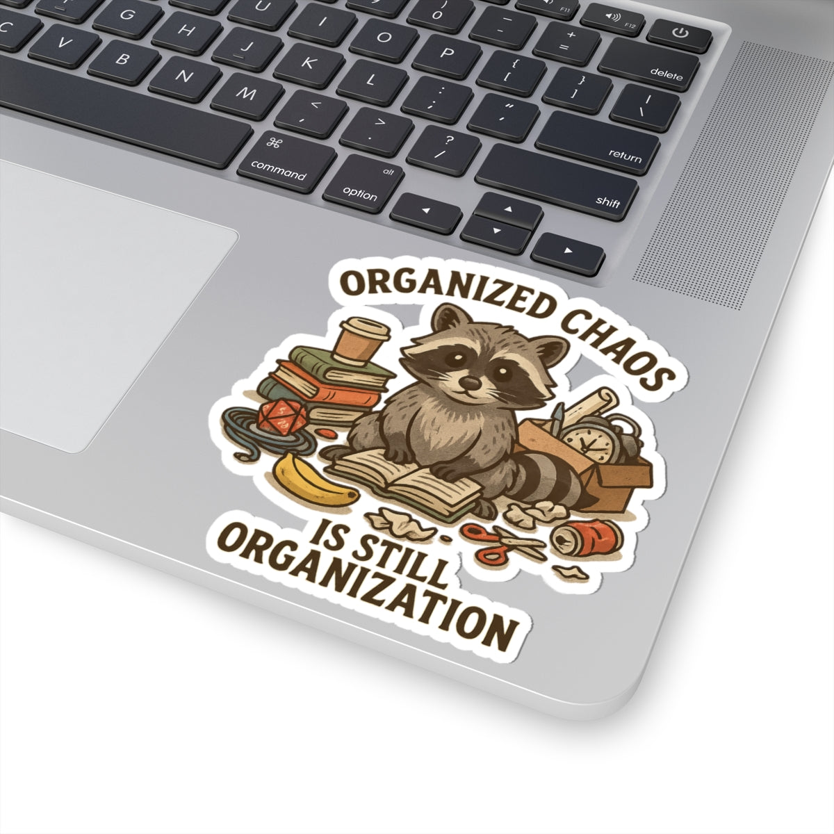 Organized Chaos Raccoon Sticker – ADHD Funny Kiss Cut Vinyl Decal – Trash Cult Supply Co.