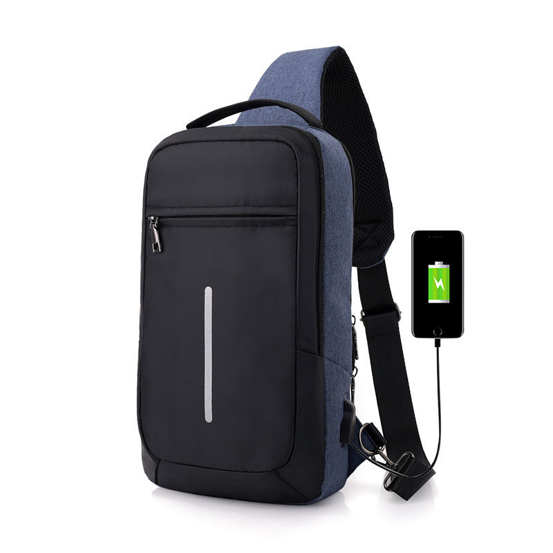 Men’s USB Sling Chest Bag – Anti-Theft Crossbody Backpack with USB Charging Port – Casual Travel Shoulder Bag