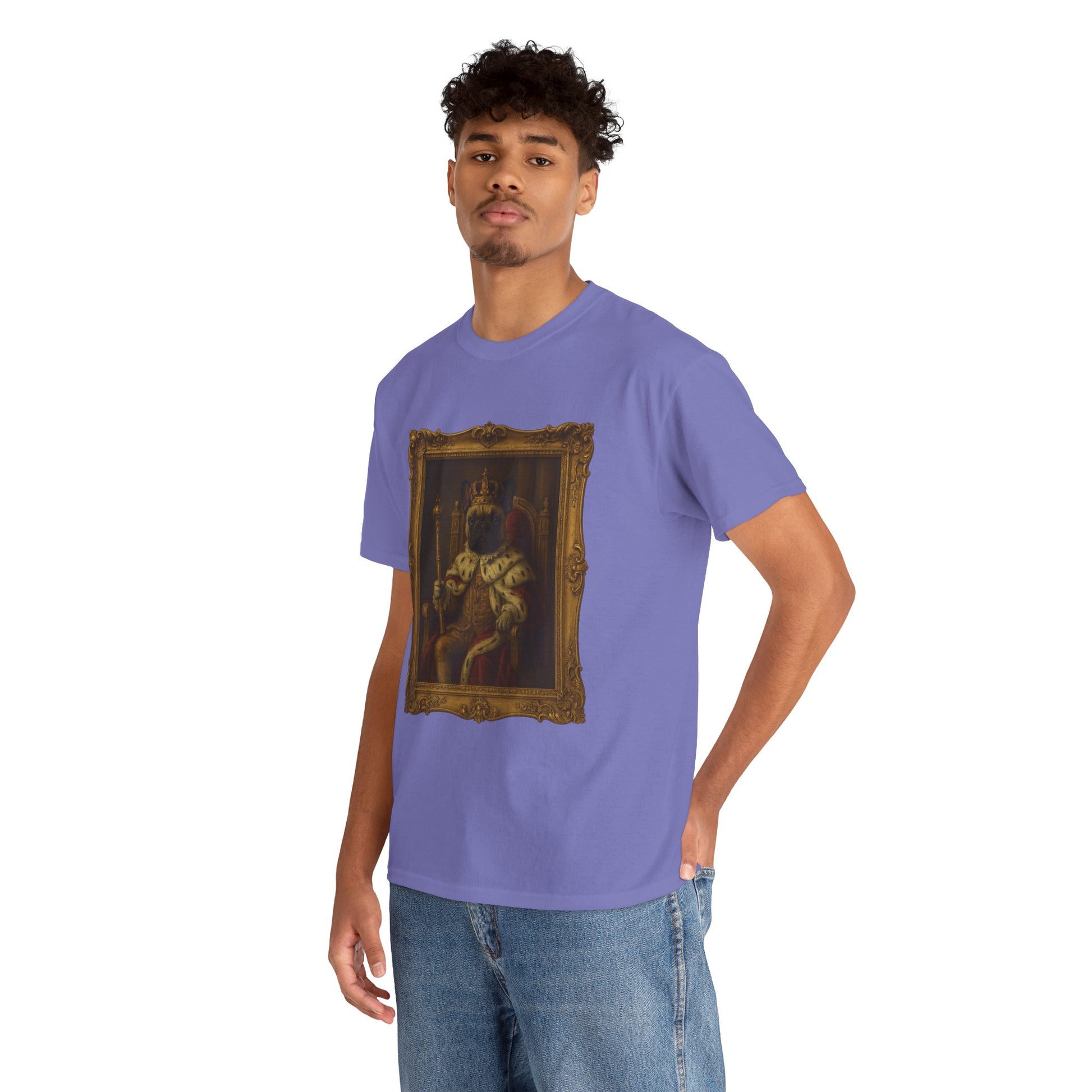 French Bulldog King Baroque Portrait Shirt – Funny Royal Dog Tee – Gildan 5000 Unisex Heavy Cotton