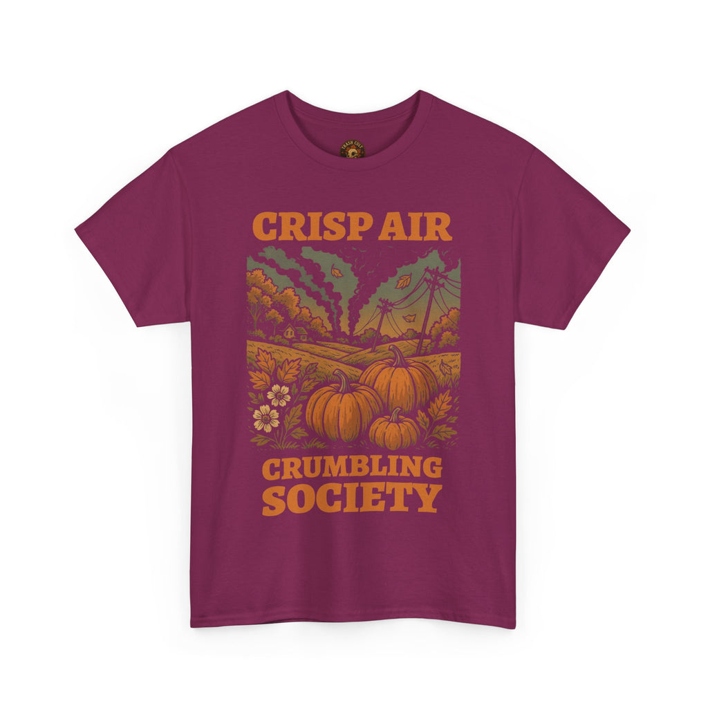 Crisp Air Crumbling Society Shirt – Dystopian Fall Pumpkin Tee – Fall of Humanity Collection – Trash Cult Supply Co.
