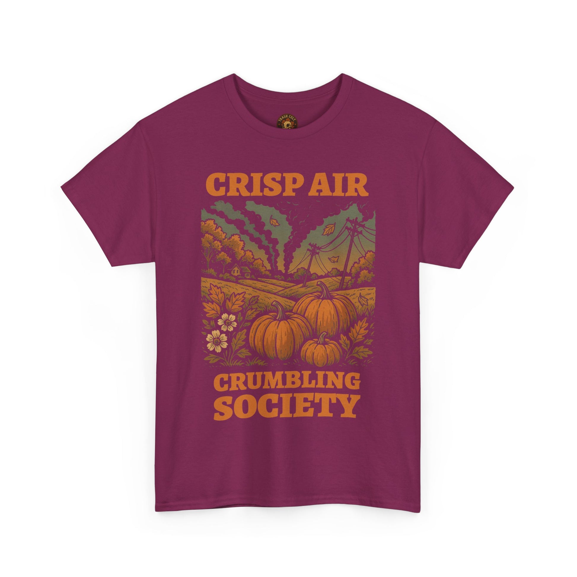 Crisp Air Crumbling Society Shirt – Dystopian Fall Pumpkin Tee – Fall of Humanity Collection – Trash Cult Supply Co.