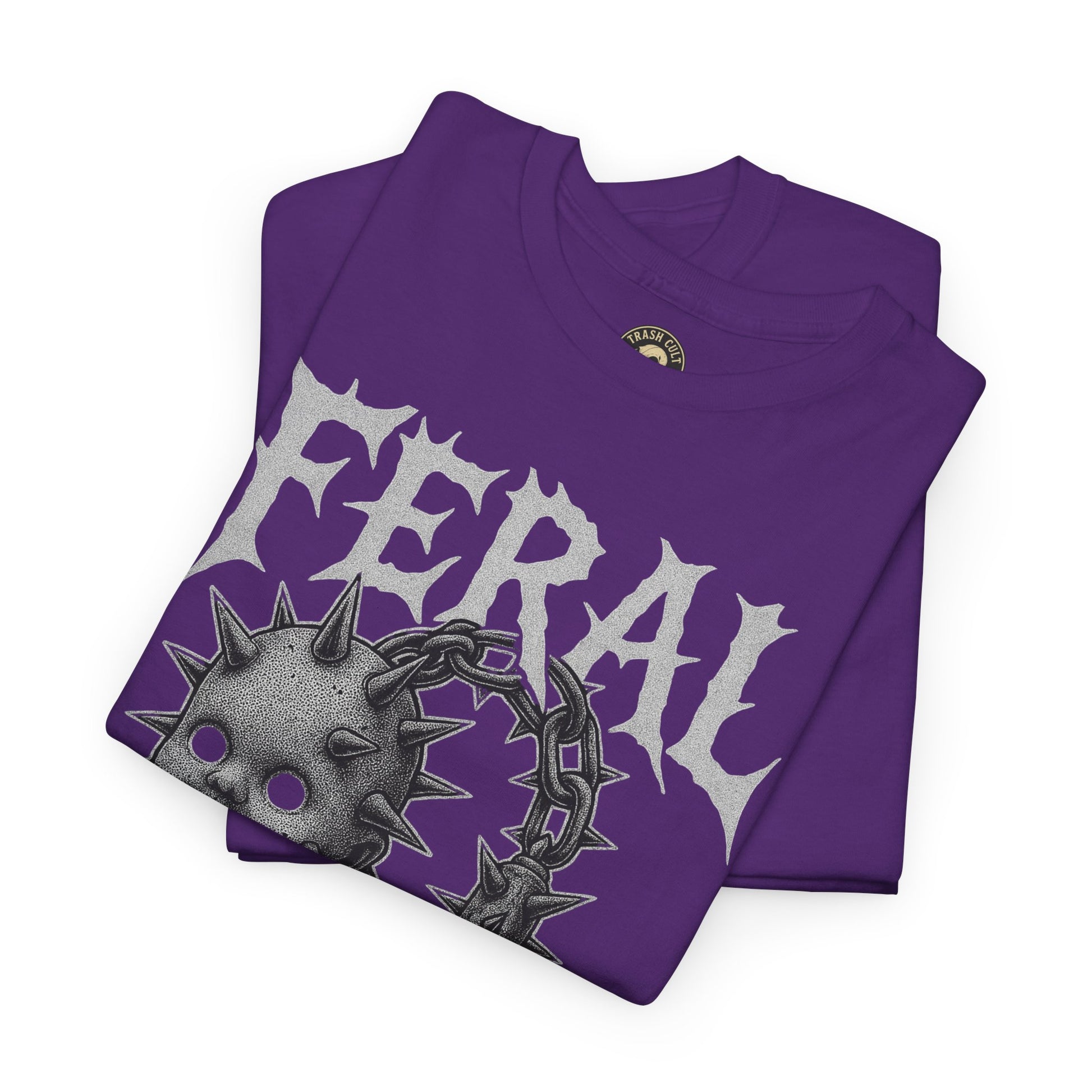 FERAL Spiked Doll Flail Tee – Halftone Gothic Weapon Shirt | Trash Cult Supply Co. | Gildan 5000