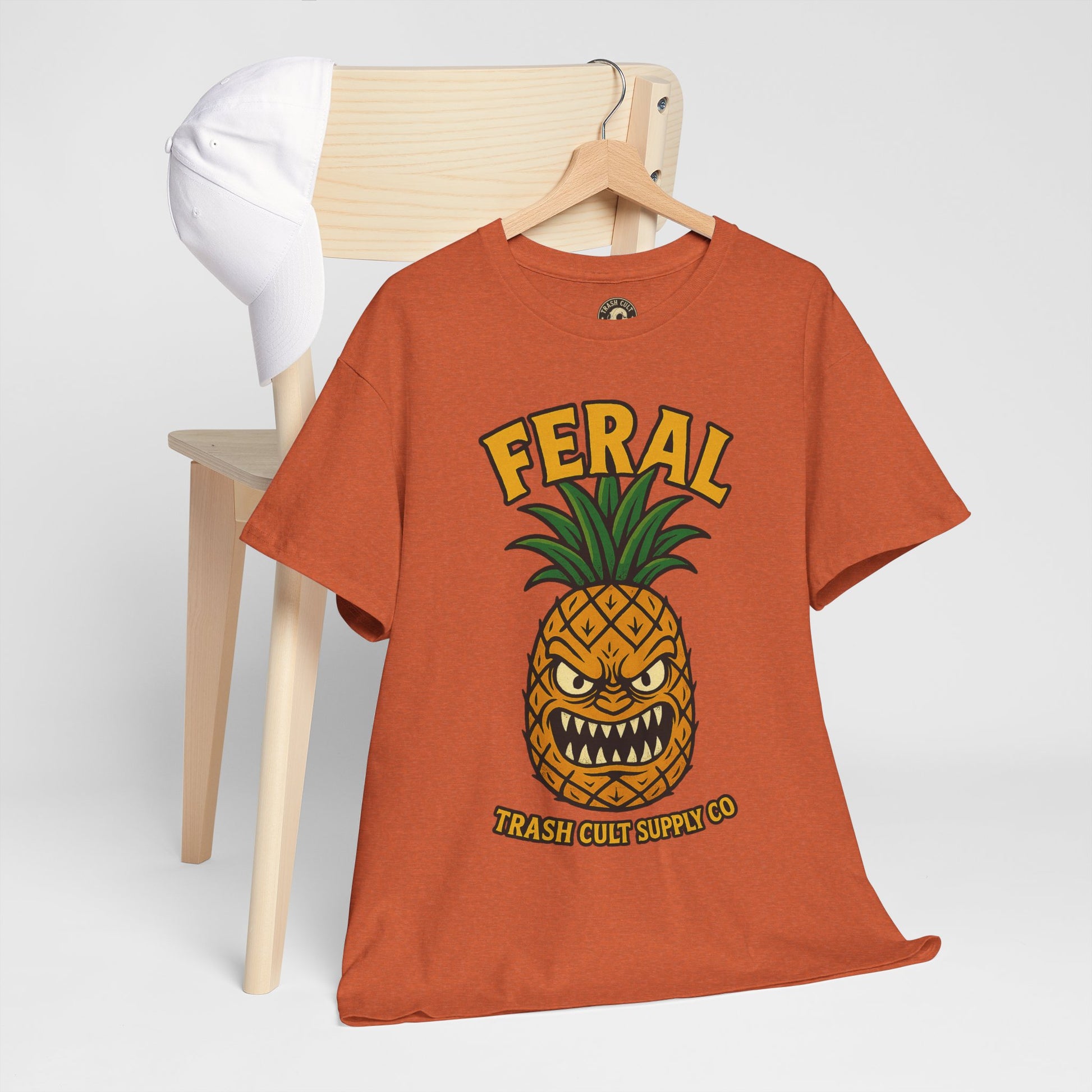 Feral Evil Pineapple Shirt – Aggressive Fruit Trashcore Tee – Gildan 5000 Unisex