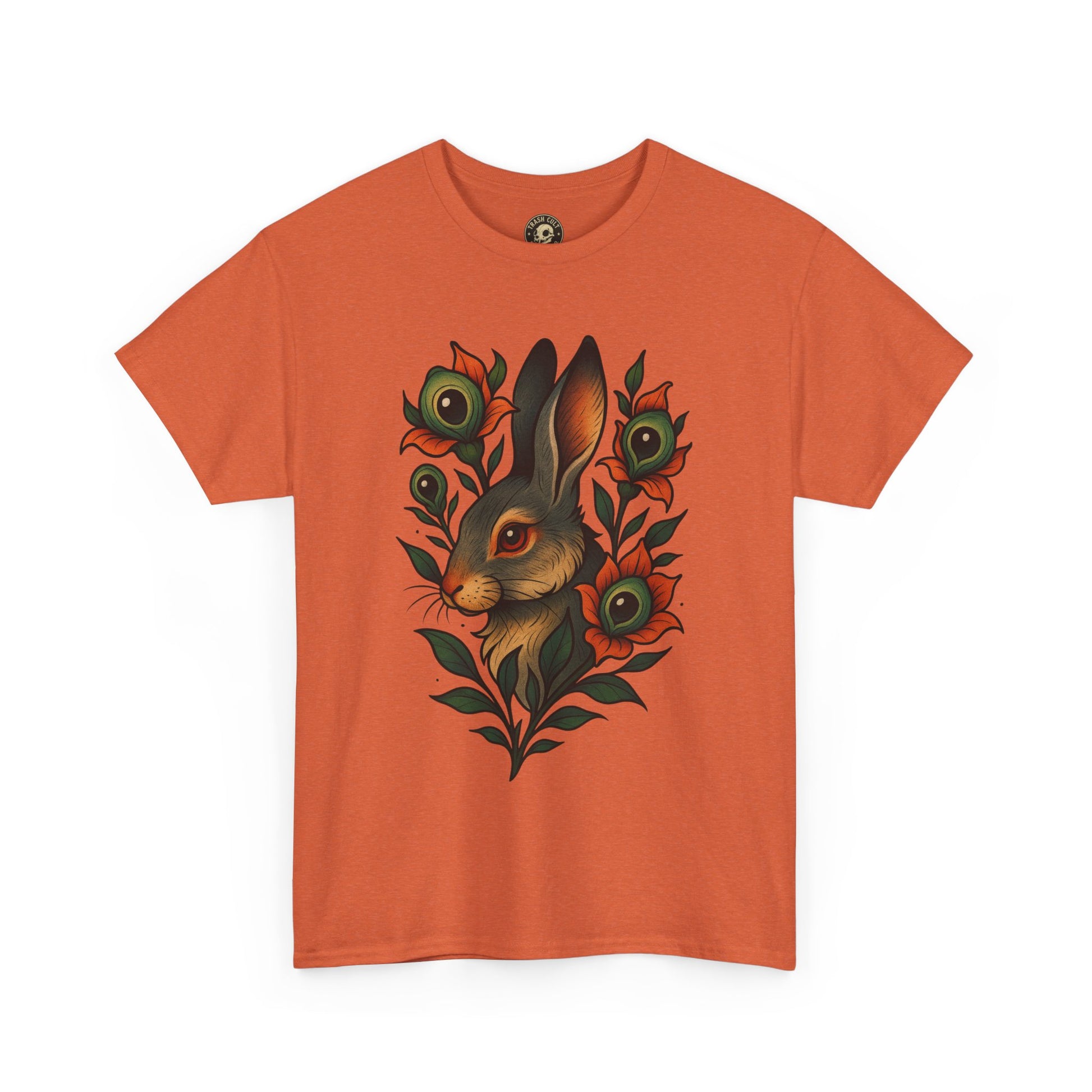 Whimsical Rabbit Floral Tee, Nature Lover Gift, Casual Wear, Eco-Friendly Fashion, Unique Graphic T-Shirt, Year-Round Style