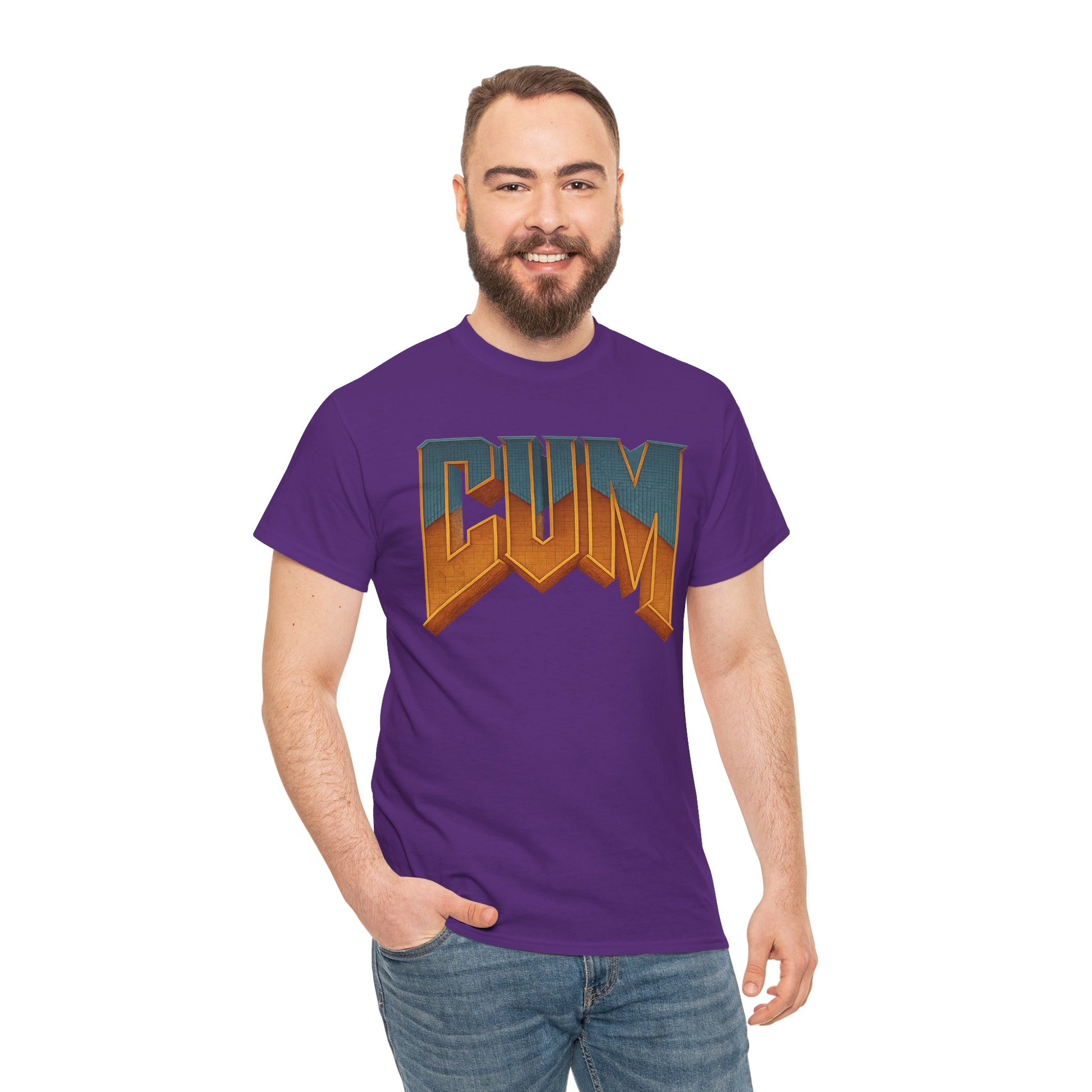 CUM Parody Metal Logo Shirt – Doom-Inspired Retro Gamer Tee on Gildan 5000