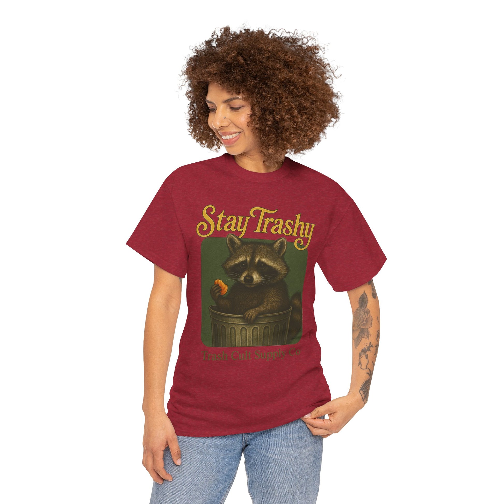 Stay Trashy Raccoon T-Shirt – Vintage-Style Cute Trash Panda | Trash Cult Supply Co | Gildan 5000
