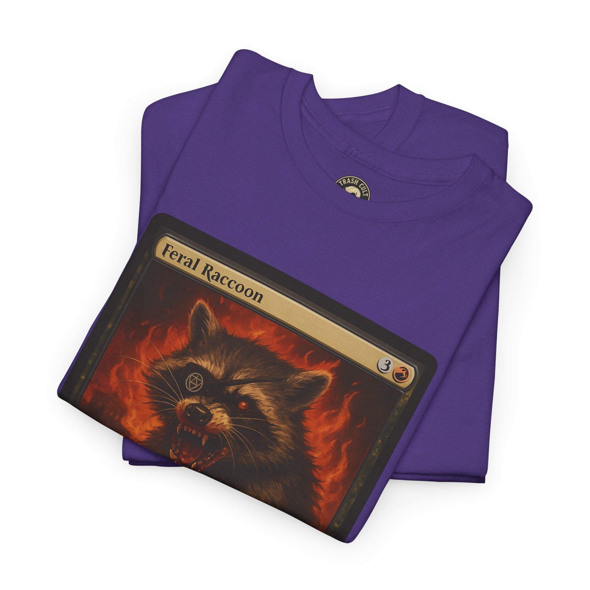 Feral Raccoon Magic Card Shirt – MTG-Inspired Beast Rogue Tee, Trash Cult Creature Card, Gildan 5000 Unisex T-Shirt