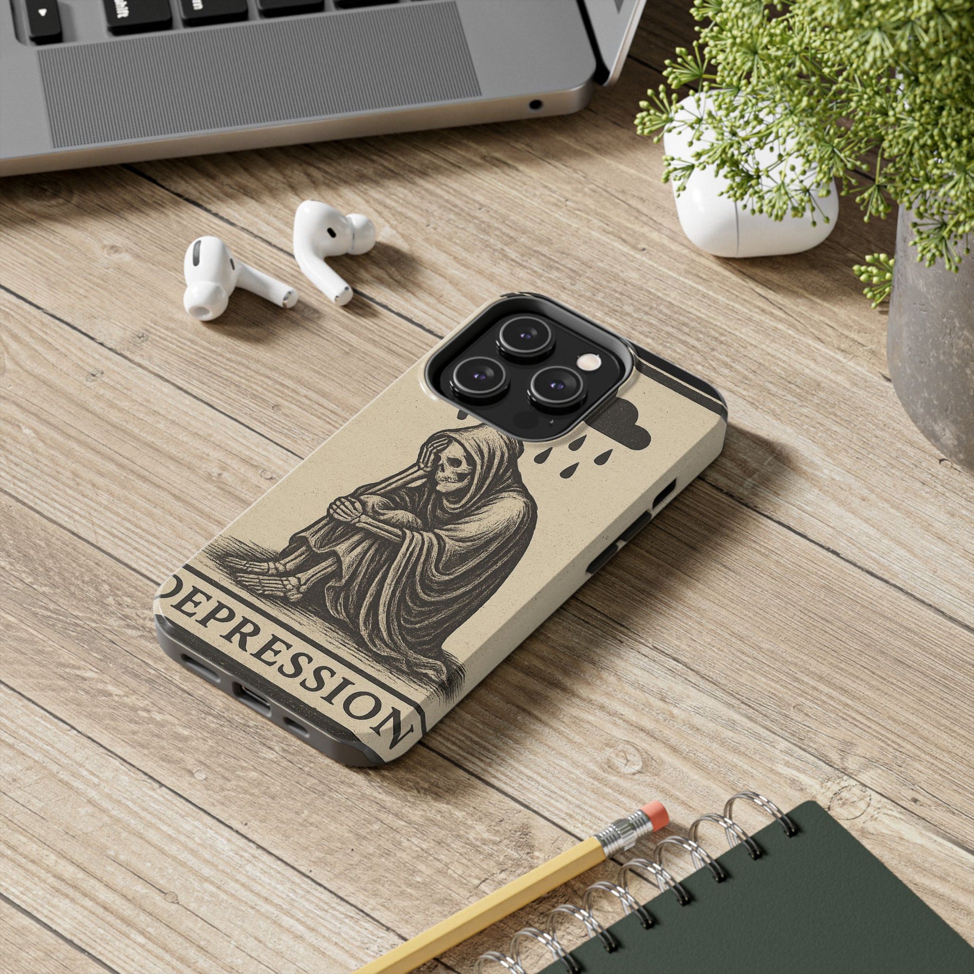 Dark Humor Phone Case, Goth iPhone Cover, Macabre Gift, Depression Art Case, Unique Phone Protector