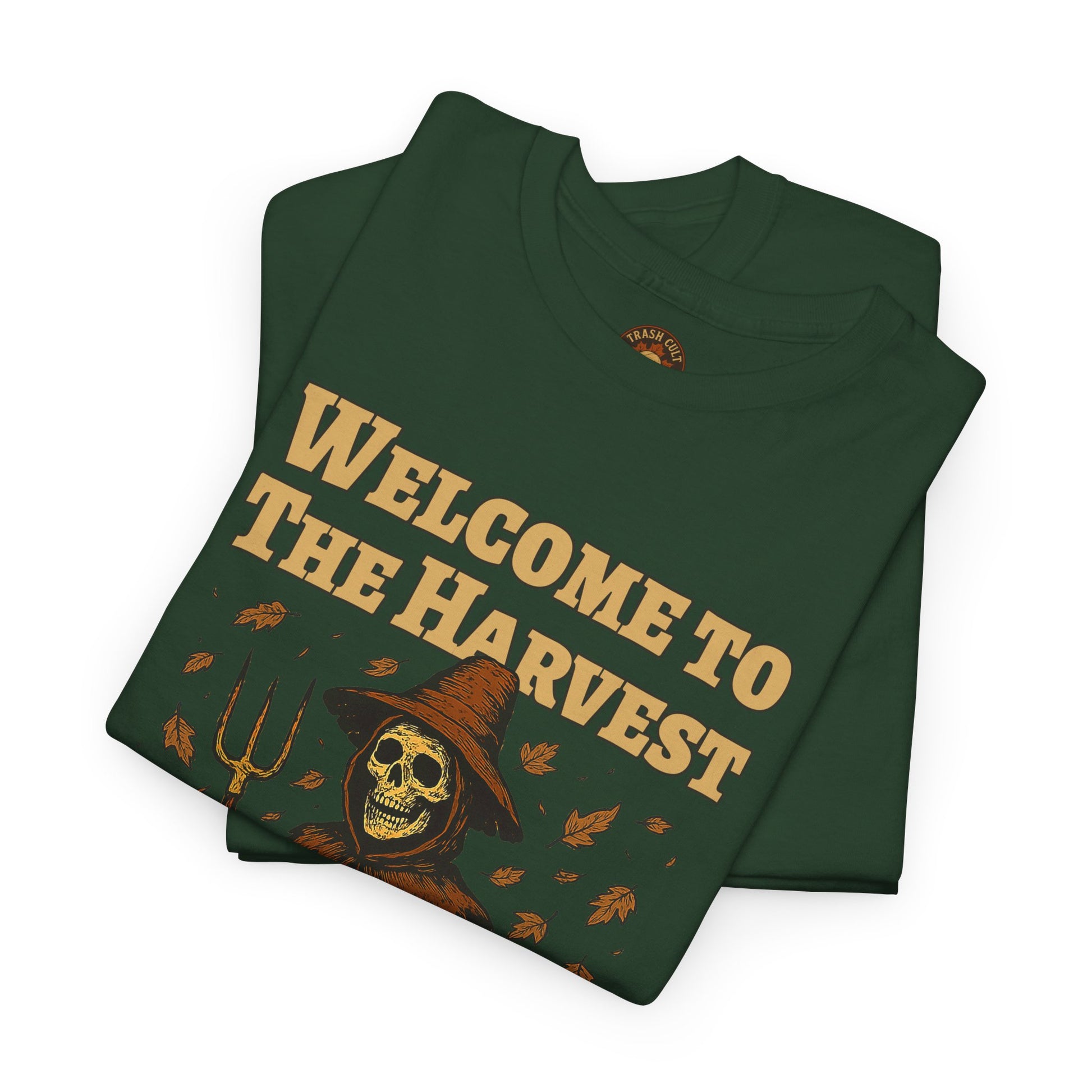Eat the Rich Shirt – Welcome to the Harvest Skeleton Scarecrow Tee – Fall of Humanity Collection – Trash Cult Supply Co.