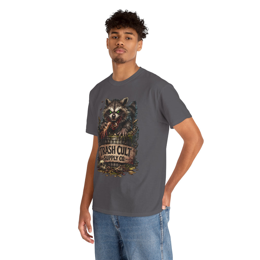 Raccoon 'Trash Cult Supply Co.' Graphic Tee — Vintage Grunge Animal Streetwear