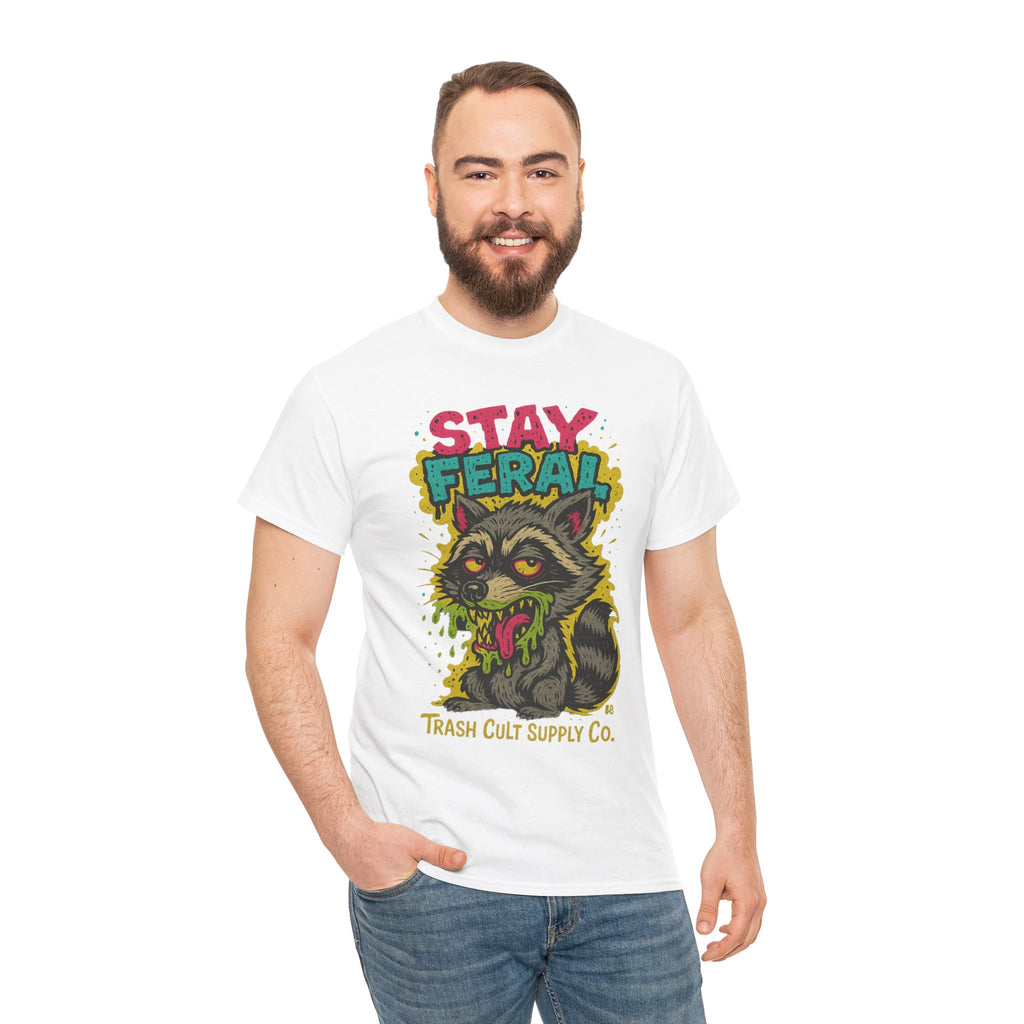 Stay Feral Raccoon Lowbrow Tee – Trash Cult Supply Co. | Gildan 5000
