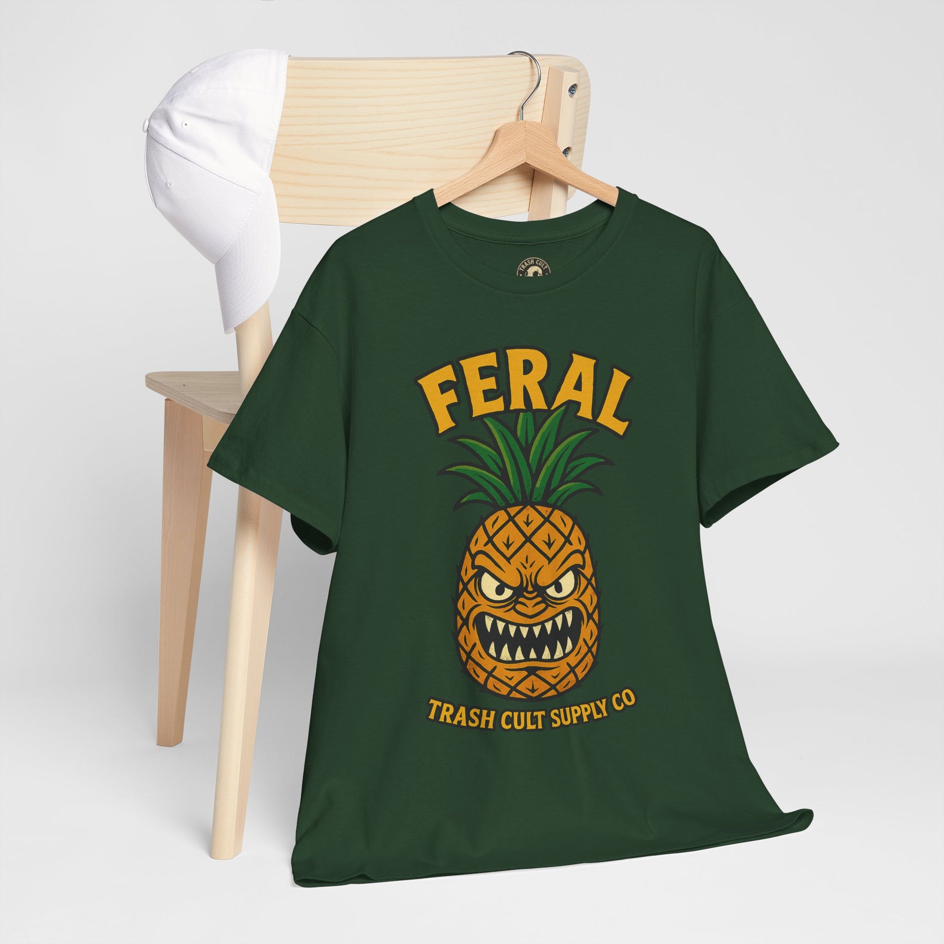 Feral Evil Pineapple Shirt – Aggressive Fruit Trashcore Tee – Gildan 5000 Unisex