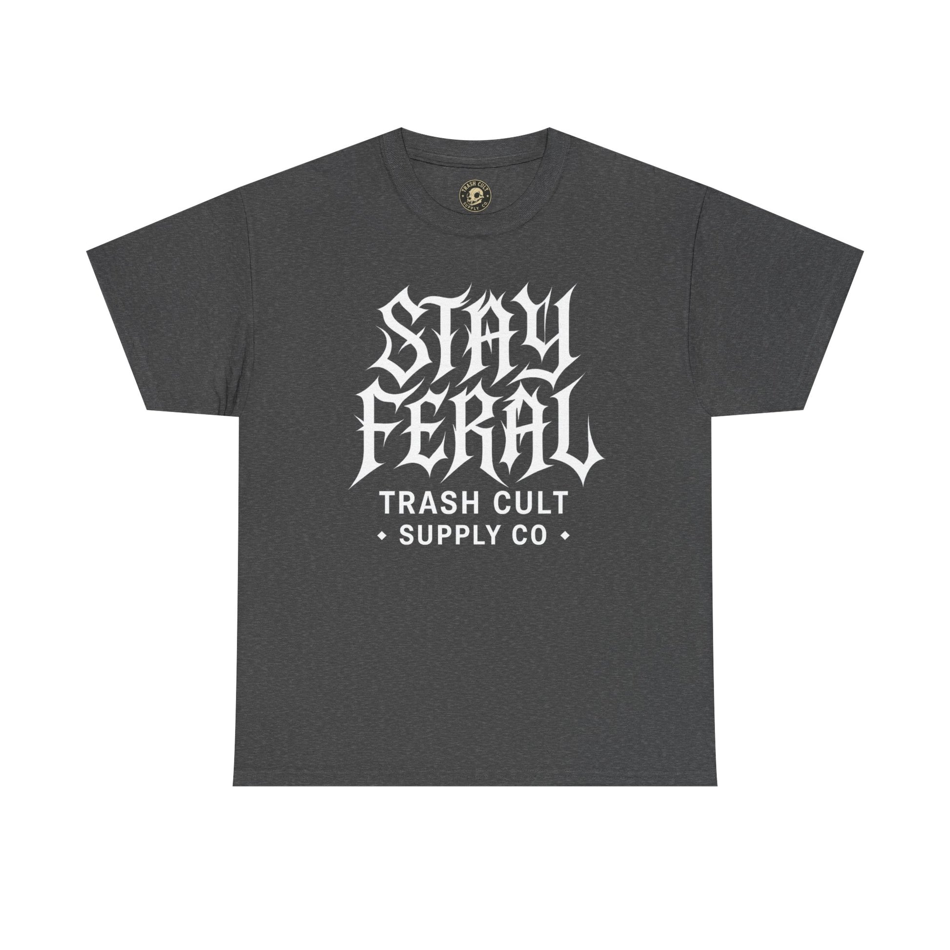 Unisex Heavy Cotton Tee - Stay Feral Graphic Tee, Streetwear Shirt, Gift for Wild Spirits, Eco-Friendly Casualwear, Summer Fashion