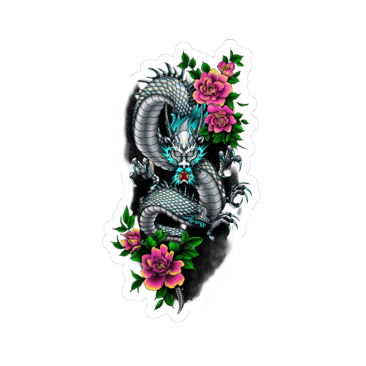 Mythic Dragon & Peony Sticker – Lara Davenport x Trash Cult