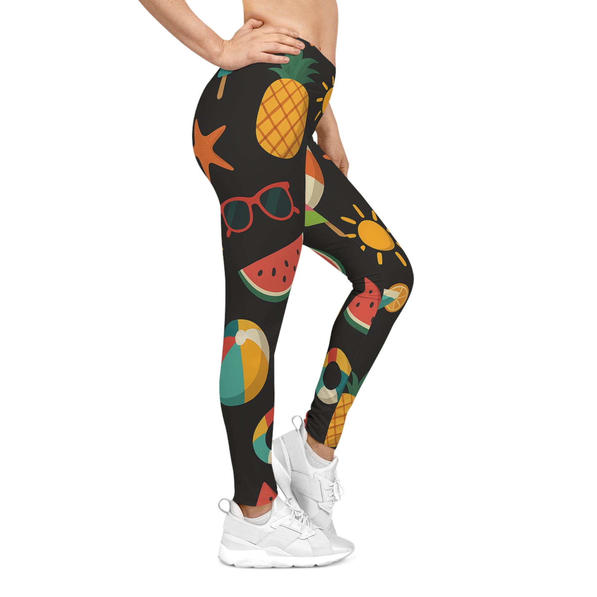 Bright Summer Vibe Leggings – Tropical Print Workout Pants for Women | Fun Beachwear & Gifts