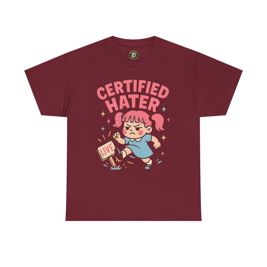 Certified Hater Unisex Heavy Cotton Tee, Funny Graphic T-Shirt, Casual Wear, Gift for Friends, Birthday Gift, Unique Humor Tee