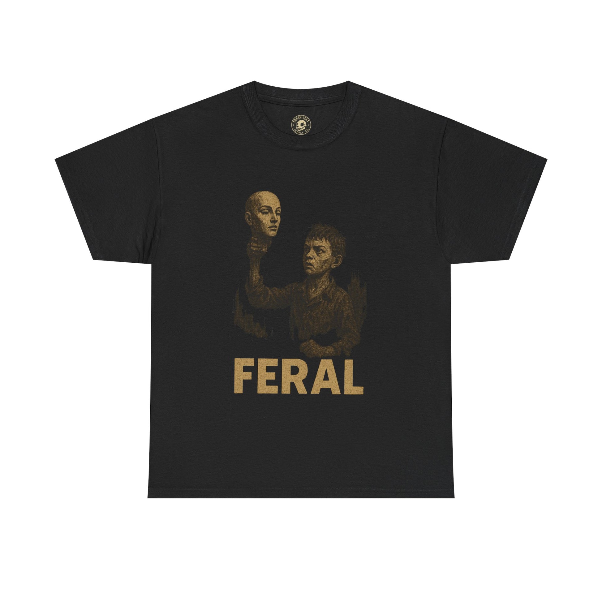 FERAL Mannequin Head T-Shirt – Vintage Post-Apocalyptic Graphic Tee | Gildan 5000 Cotton Shirt
