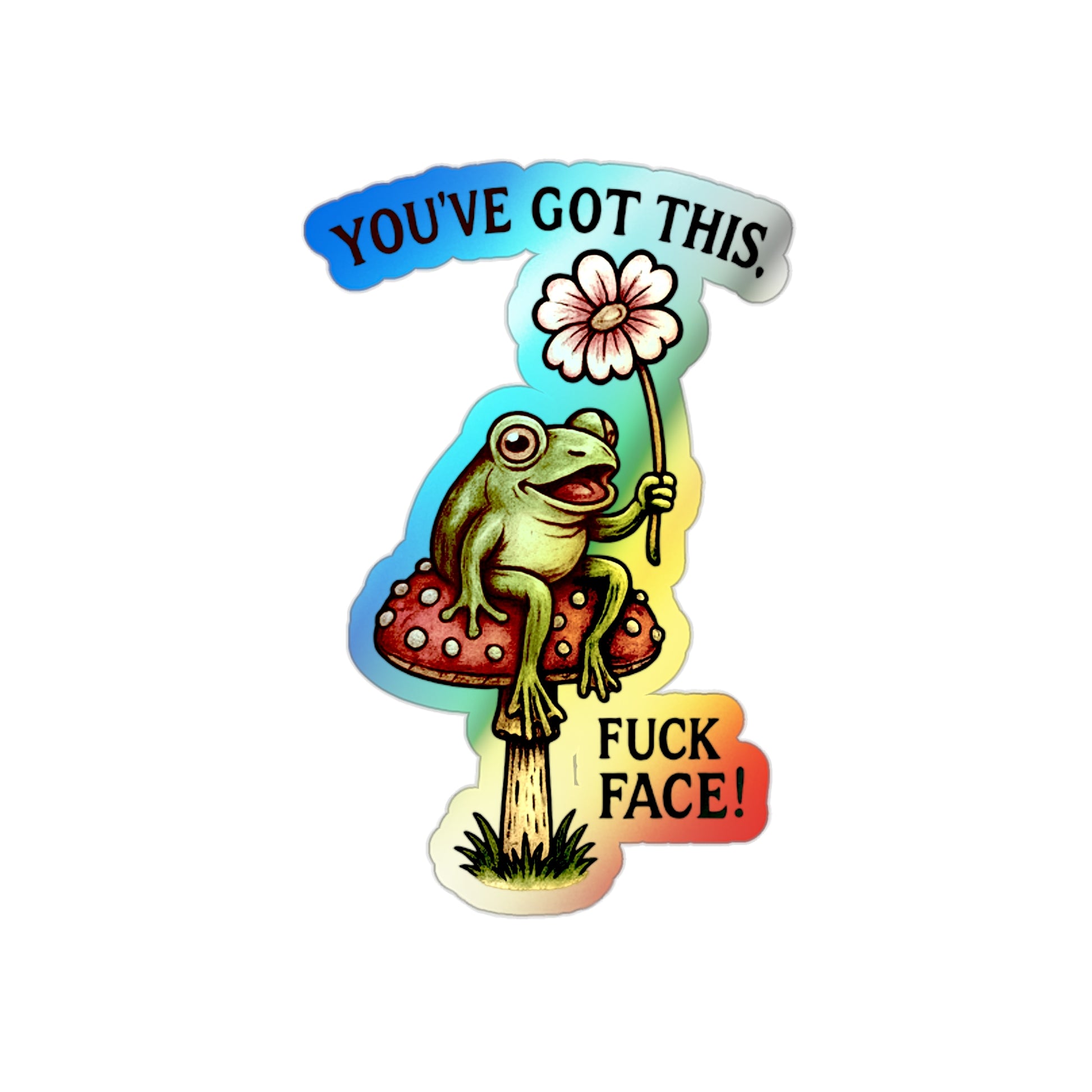Motivational Holographic Frog Stickers - Fun Decals for Skateboards, Laptops, Water Bottles, Journals, Gift Ideas