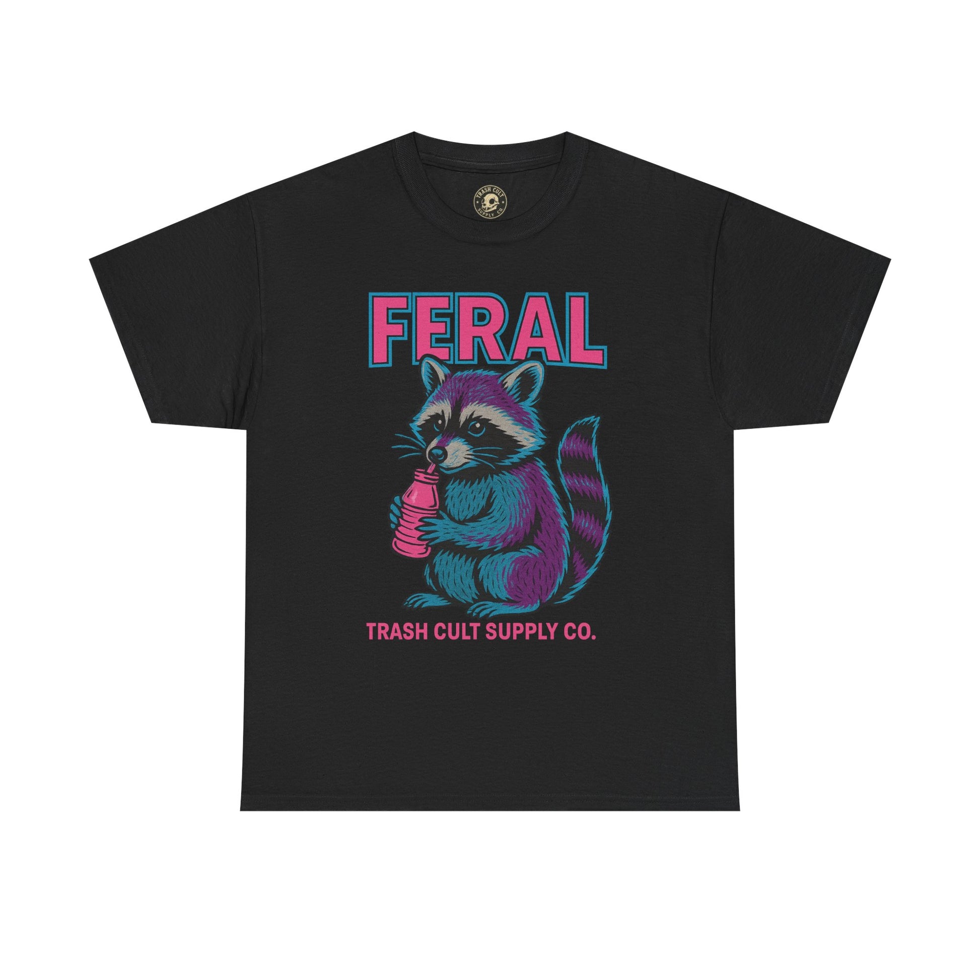 FERAL Raccoon 80s Retro Shirt – Trash Cult Supply Co. – Gildan 5000 Tee