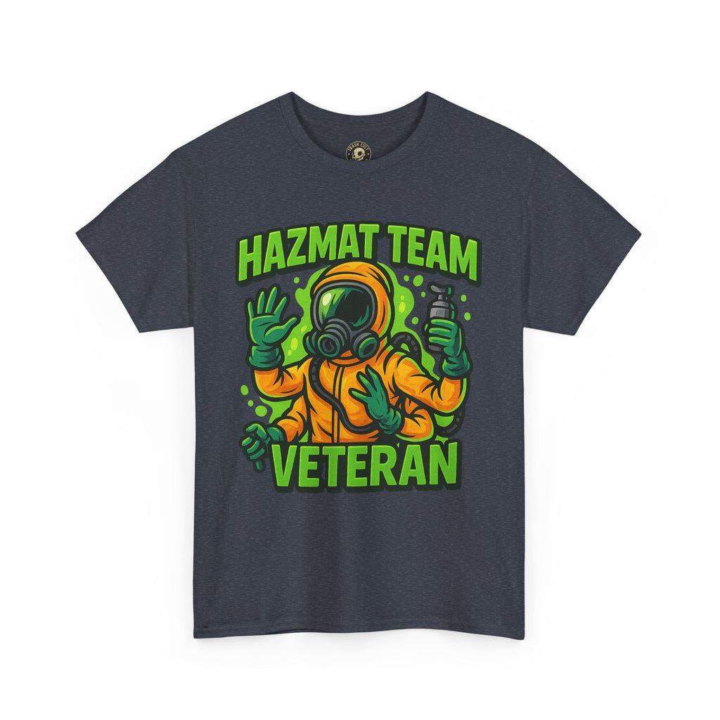 Hazmat Team Veteran T-Shirt – Neon New School Biohazard Graphic Tee | Gildan 5000 Sci-Fi Cotton Shirt