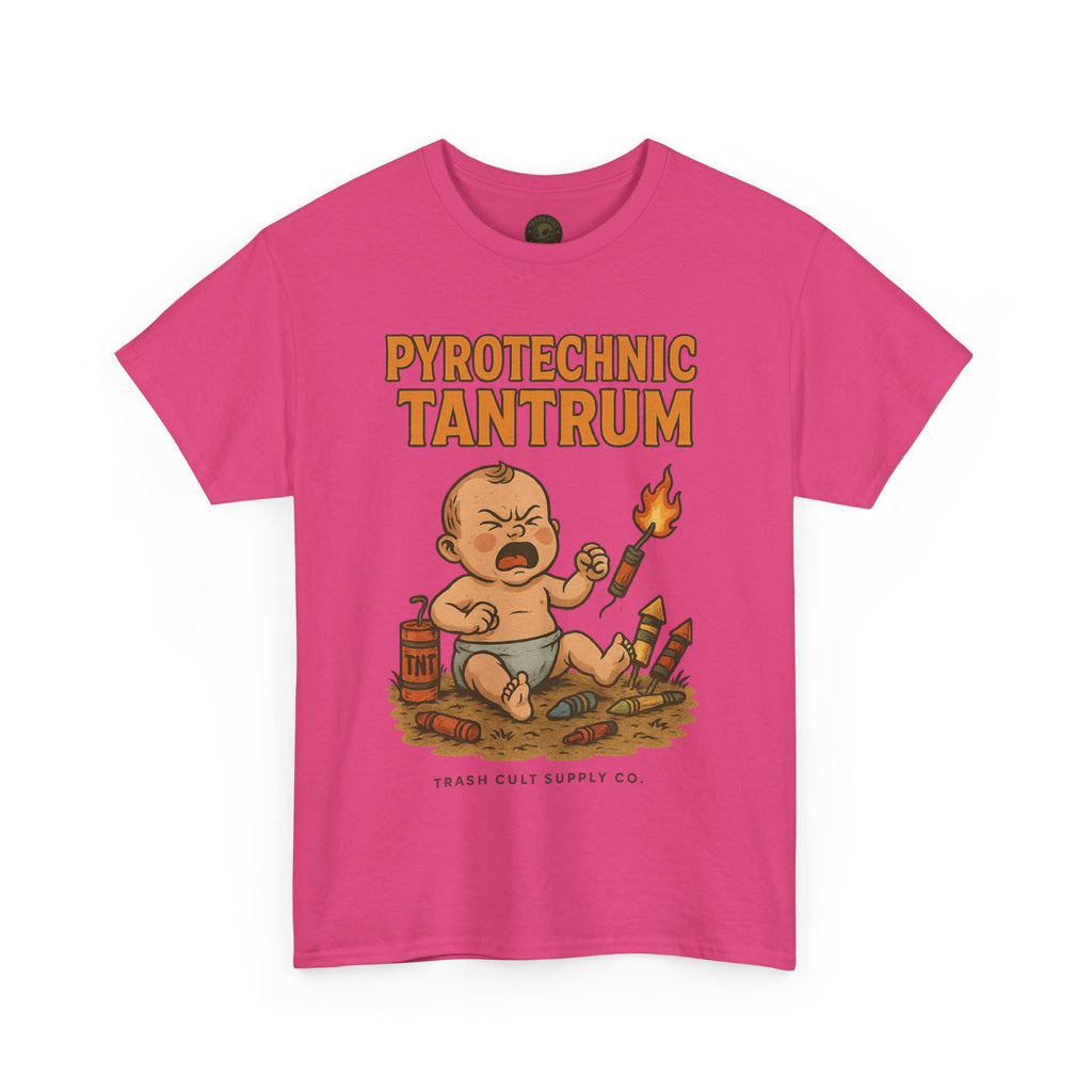 Pyrotechnic Tantrum T-Shirt – Explosive Baby Humor Graphic | Trash Cult Supply Co. | Gildan 5000 Tee