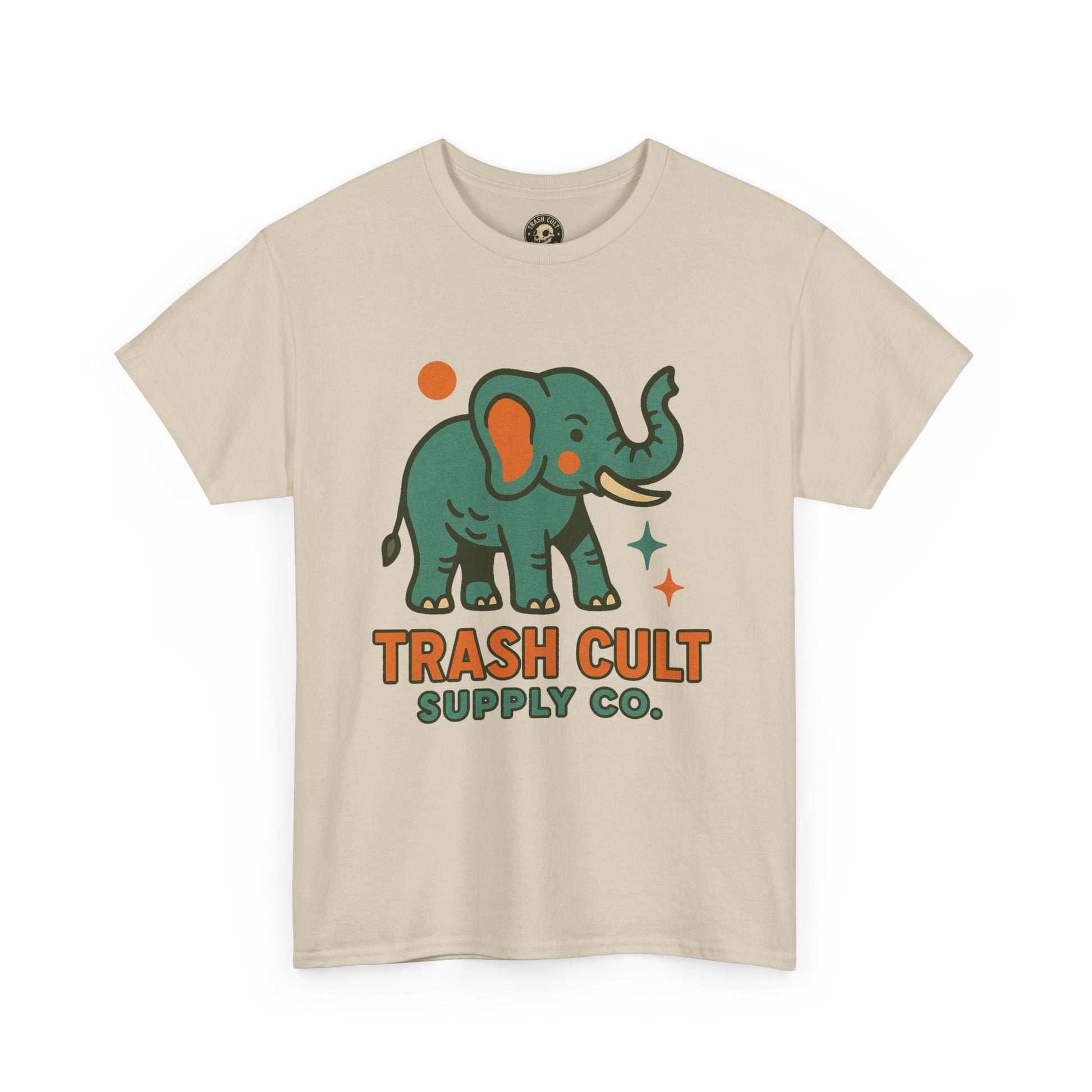 Trash Cult Elephant Unisex Heavy Cotton Tee, Eco-Friendly Shirt, Cool Casual Tee, Gift for Animal Lovers, Vintage Style T-Shirt