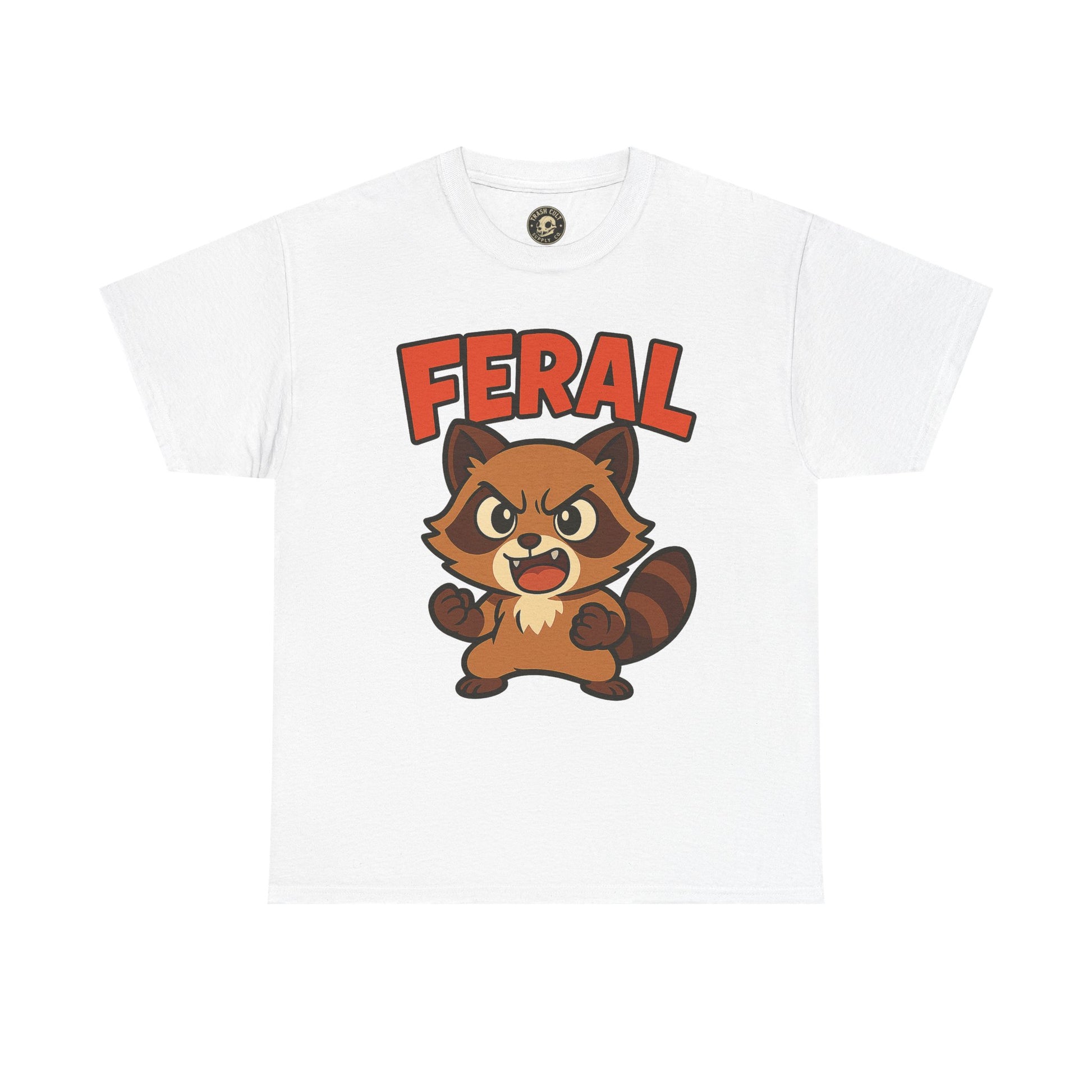 Feral Cartoon Tee - Unisex Heavy Cotton Shirt, Cute Graphic, Animal Lovers Gift, Casual Wear, Fun T-Shirt for Kids & Adults