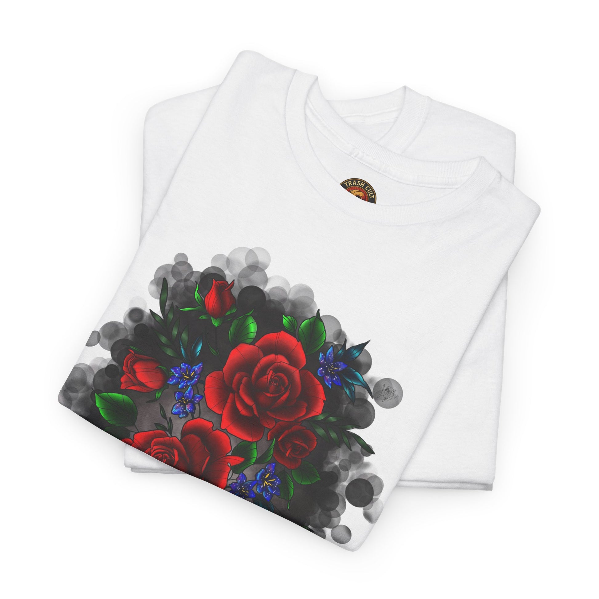 Floral Smoke Tattoo T-Shirt – Lara Davenport x Trash Cult Supply Co. Collab (Gildan 5000)