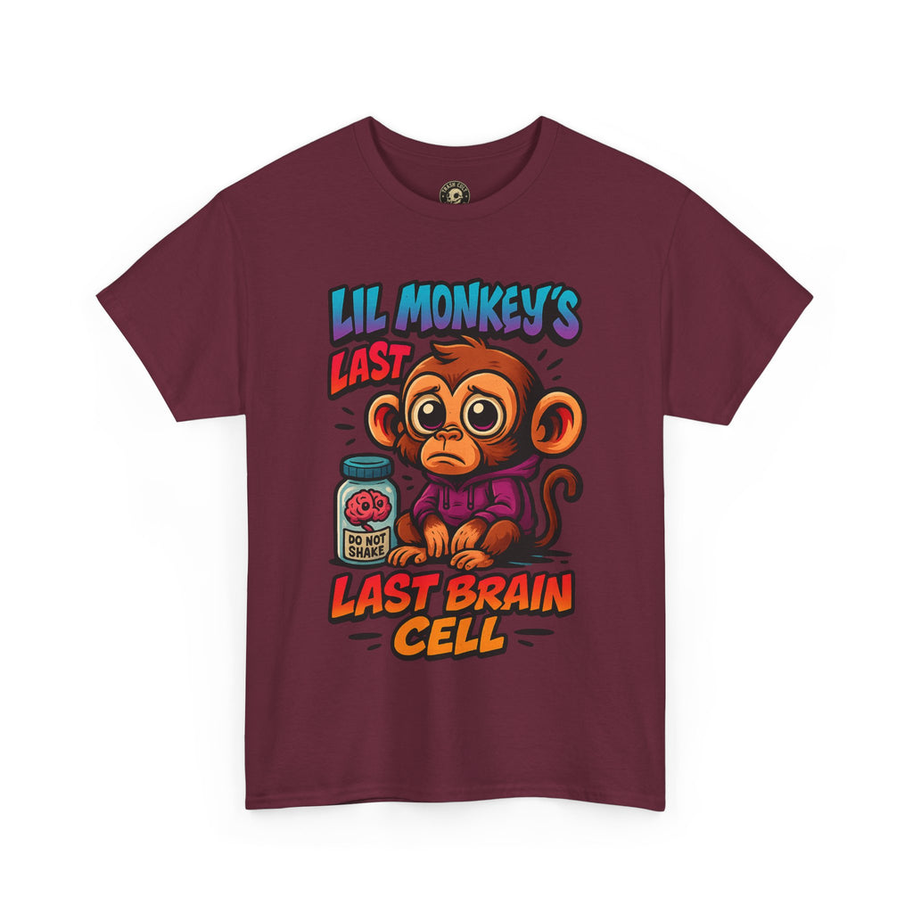 Lil Monkey’s Last Brain Cell Tee – Funny ADHD Cartoon Shirt – Gildan Heavy Cotton