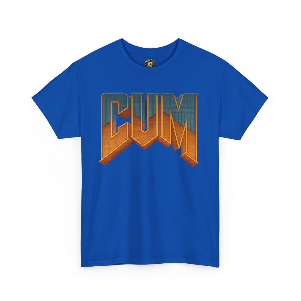CUM Parody Metal Logo Shirt – Doom-Inspired Retro Gamer Tee on Gildan 5000