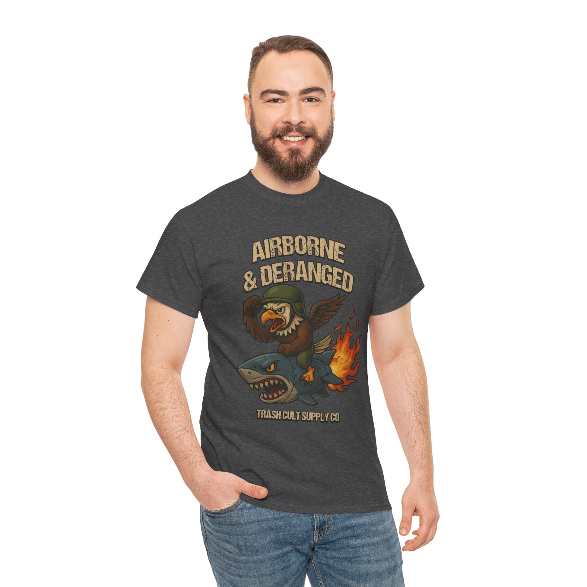 Airborne & Deranged T-Shirt – Trash Cult Supply Co. | Gildan 5000 Heavy Cotton Tee