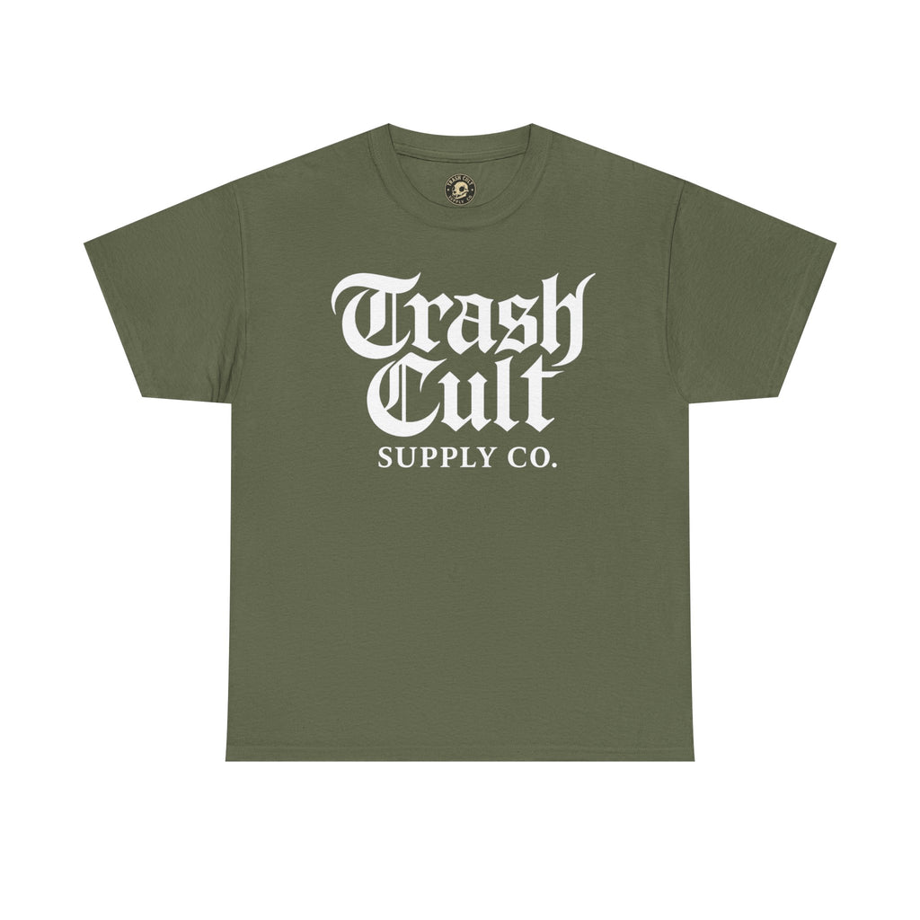 Trash Cult Gothic Logo Shirt – White Cyber Gothic Print on Gildan 5000