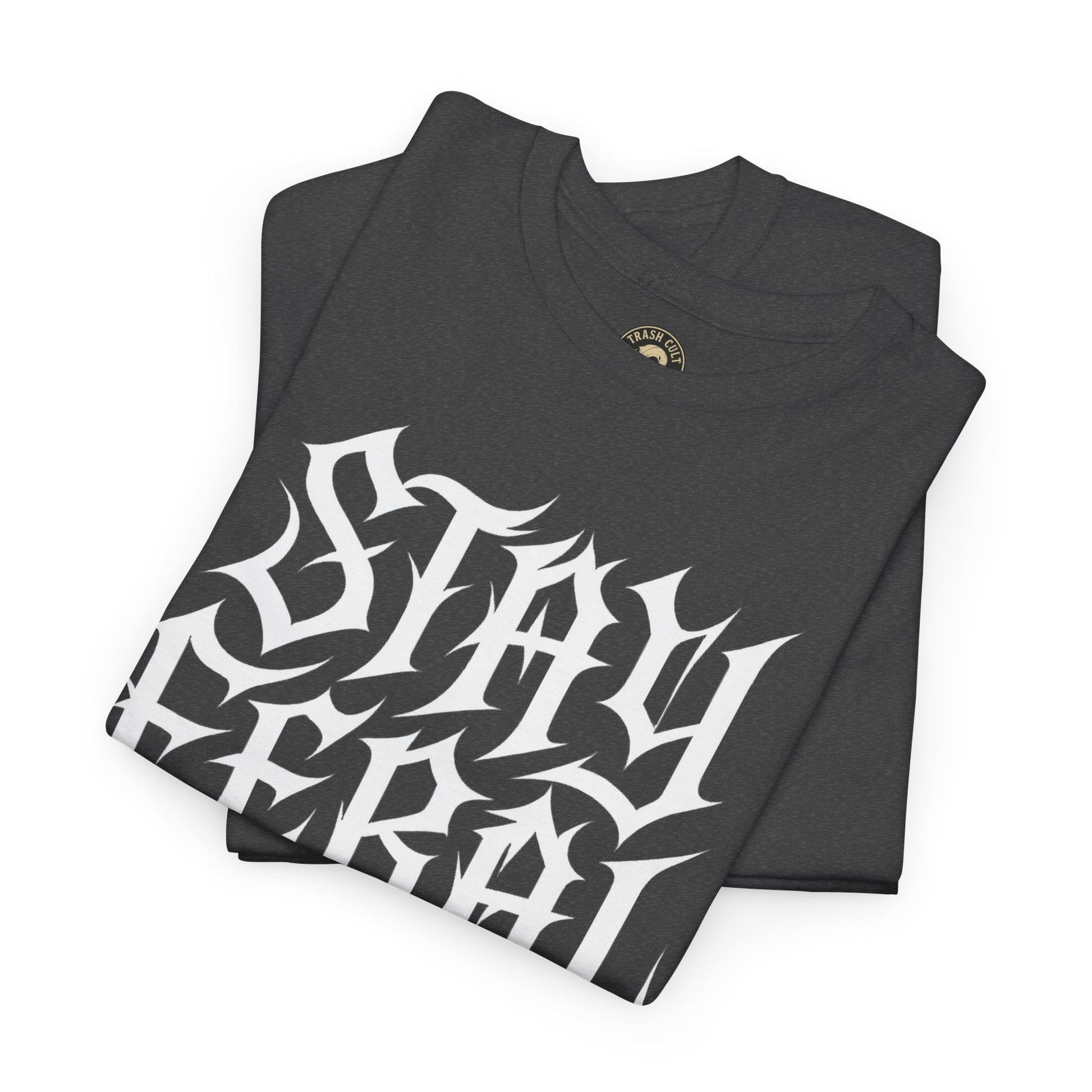 Unisex Heavy Cotton Tee - Stay Feral Graphic Tee, Streetwear Shirt, Gift for Wild Spirits, Eco-Friendly Casualwear, Summer Fashion