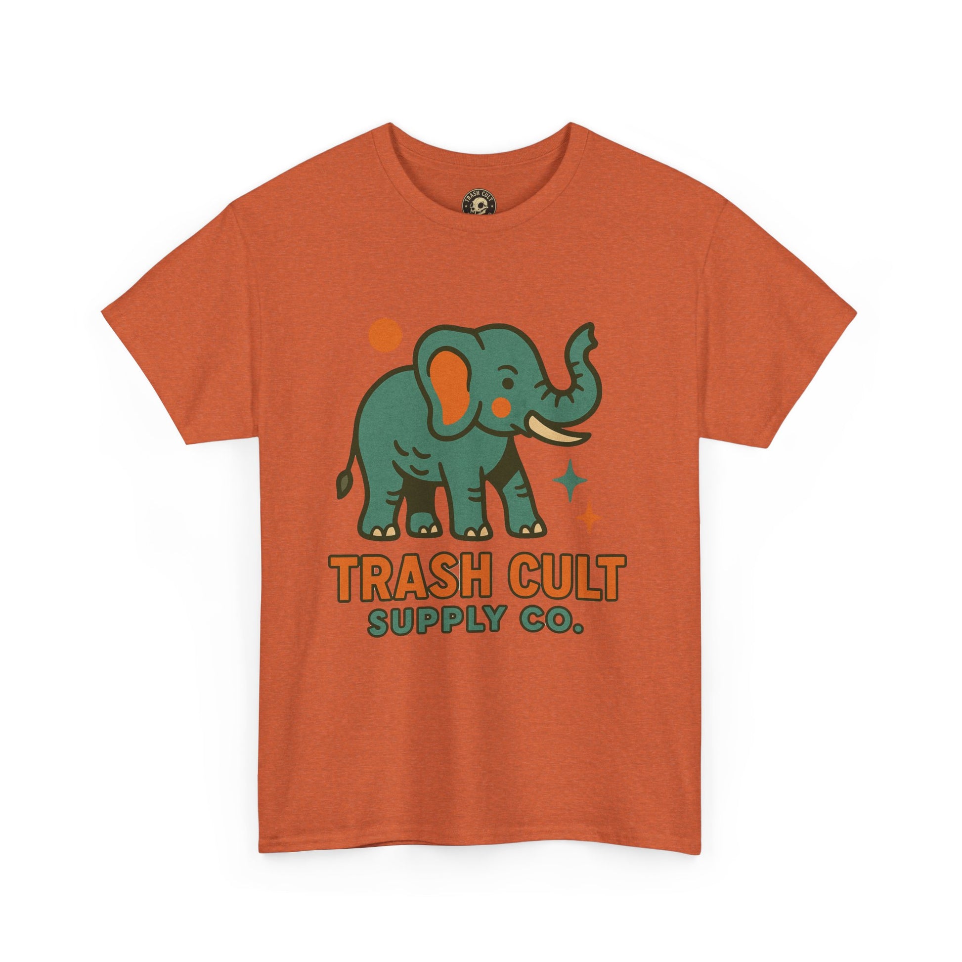 Trash Cult Elephant Unisex Heavy Cotton Tee, Eco-Friendly Shirt, Cool Casual Tee, Gift for Animal Lovers, Vintage Style T-Shirt