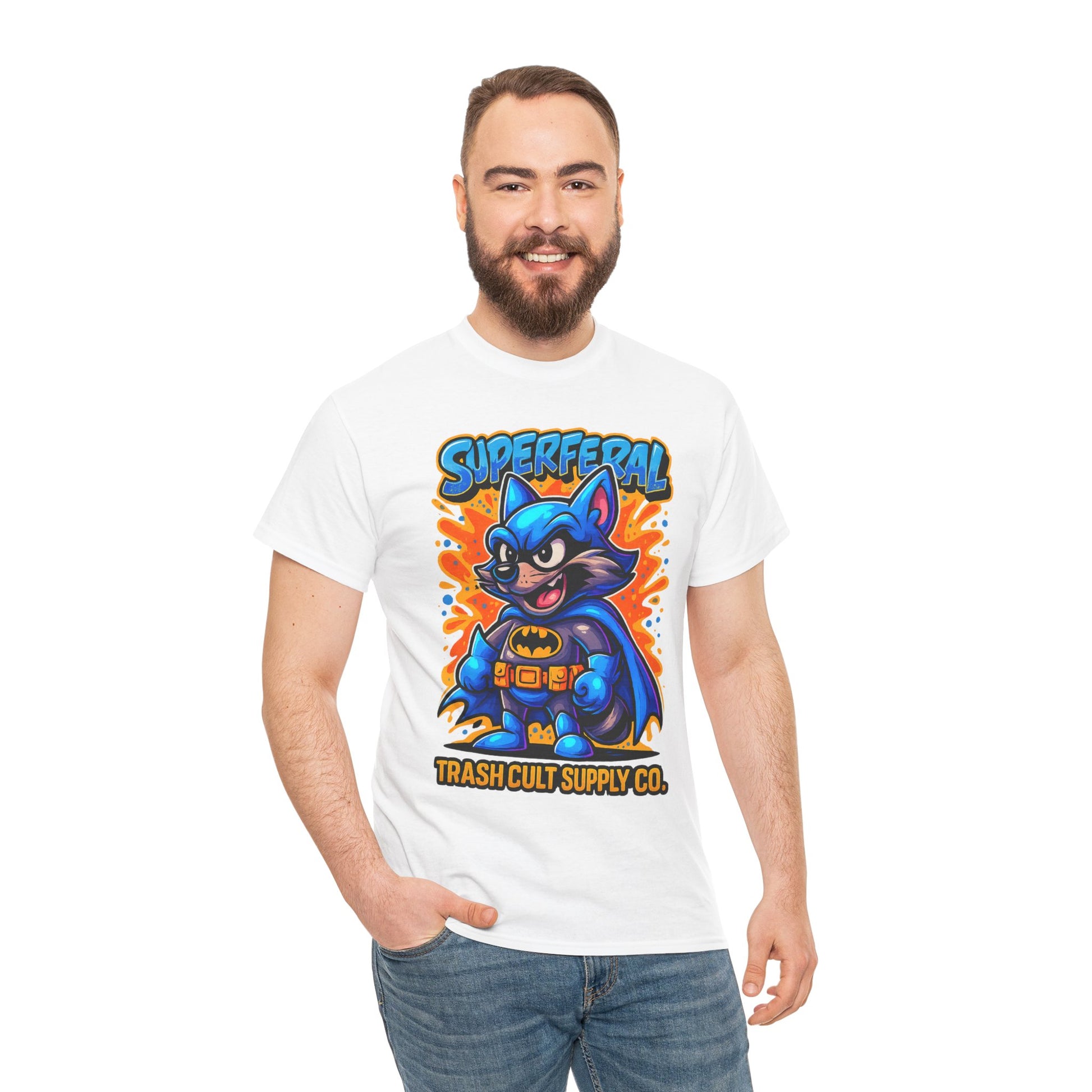 SuperFeral Raccoon Graffiti Shirt – Bold New School Superhero Streetwear | Trash Cult Supply Co