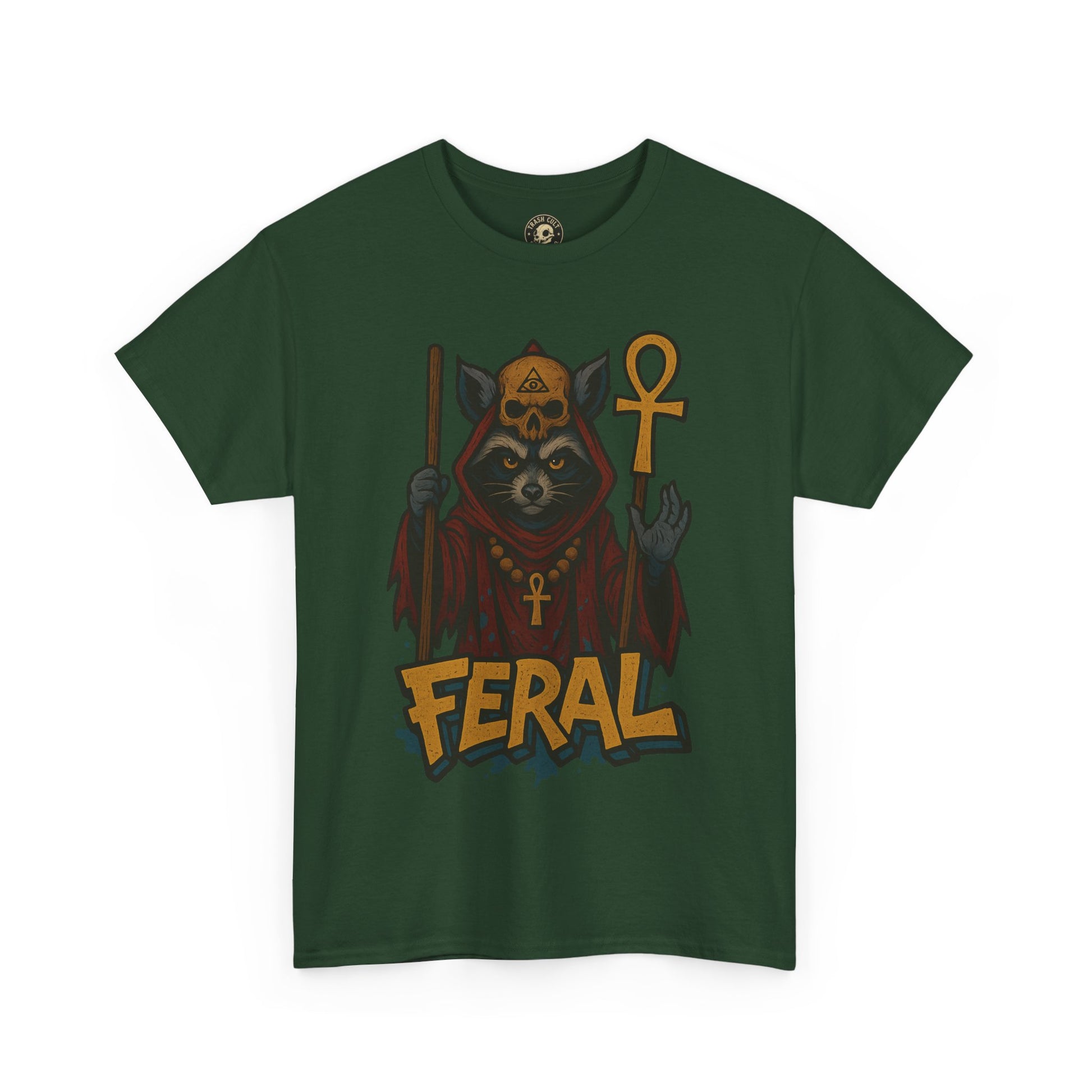 FERAL Raccoon Cult Leader Shirt – Graffiti Style Streetwear Tee | Bold Trashcore Design on Gildan 5000