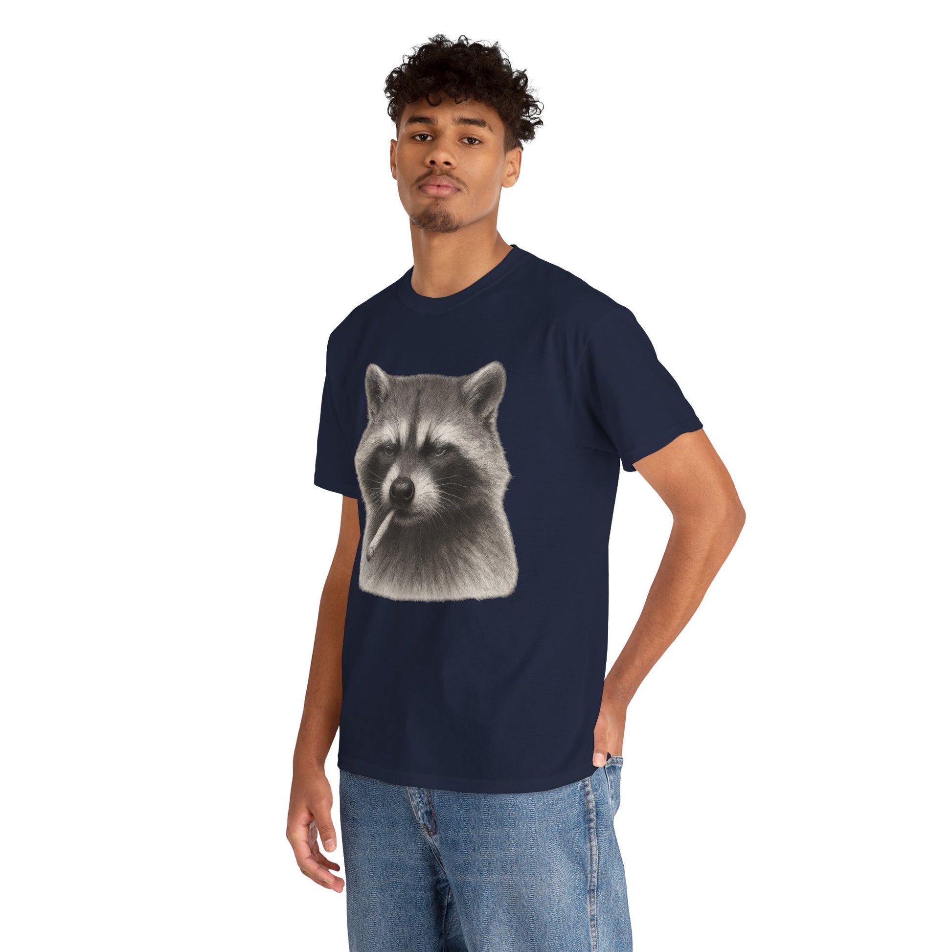 Dirty Harry Raccoon Halftone Shirt – Soft Grit Aesthetic, Smoking Trash Panda Graphic Tee
