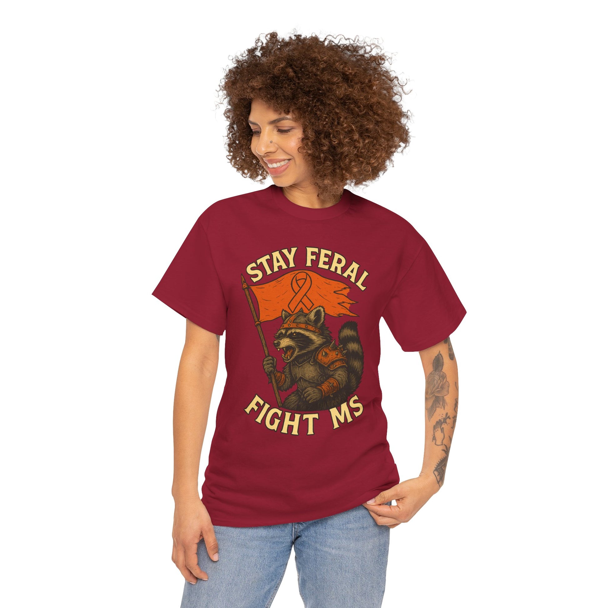 Stay Feral Fight MS Raccoon warrior shirt