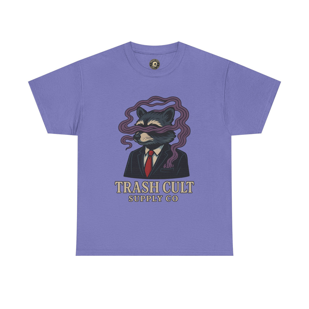 Suited Raccoon Smoke Design – Trash Cult Supply Co | Bold Graffiti Tattoo Tee