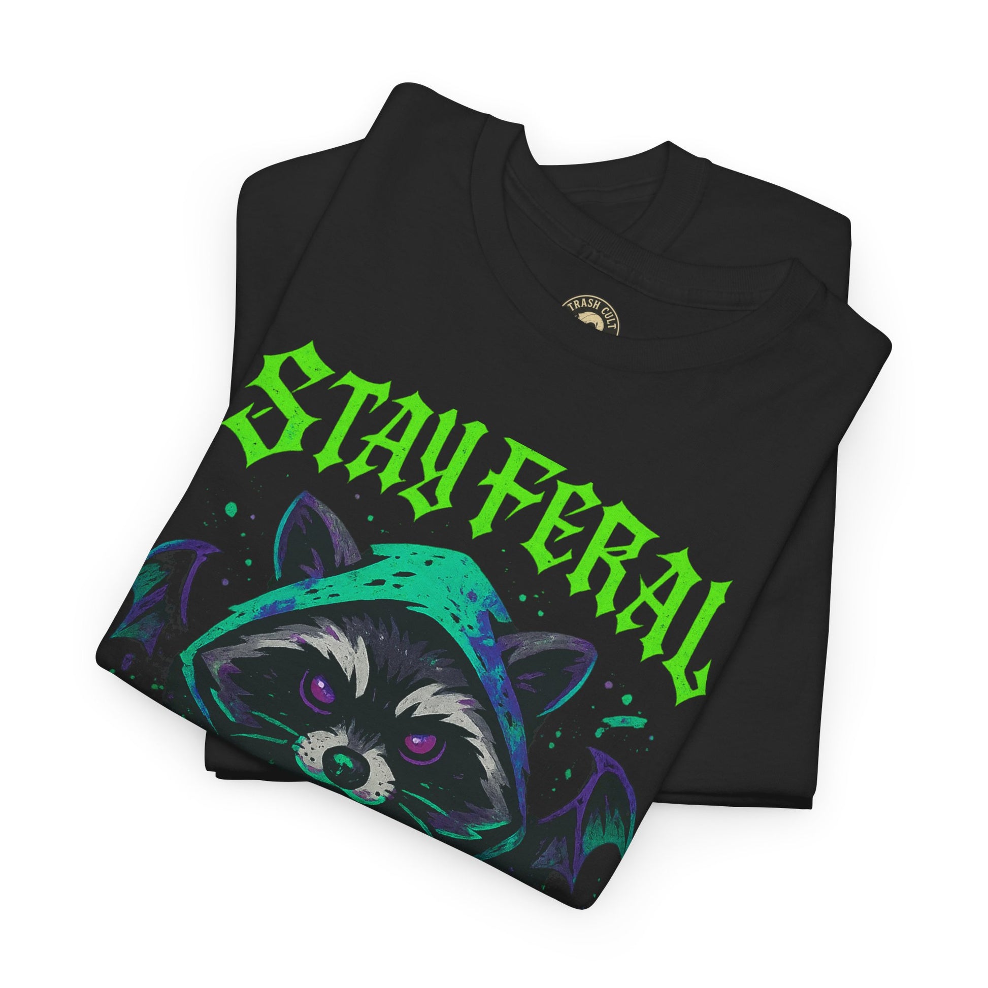 Graffiti Cthulhu Raccoon Shirt – Stay Feral Neon Streetwear by Trash Cult Supply Co