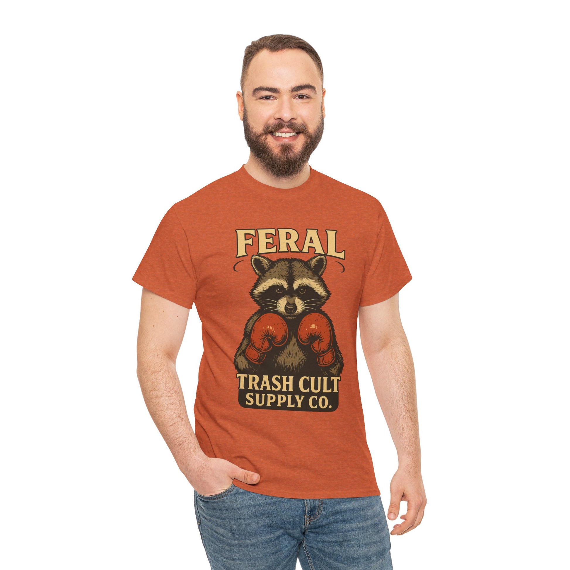 Feral Raccoon Tee - Unisex Heavy Cotton Tee, Cute Animal Shirt, Trendy Graphic Tee, Fun Gift for Animal Lovers, Casual Everyday Wear