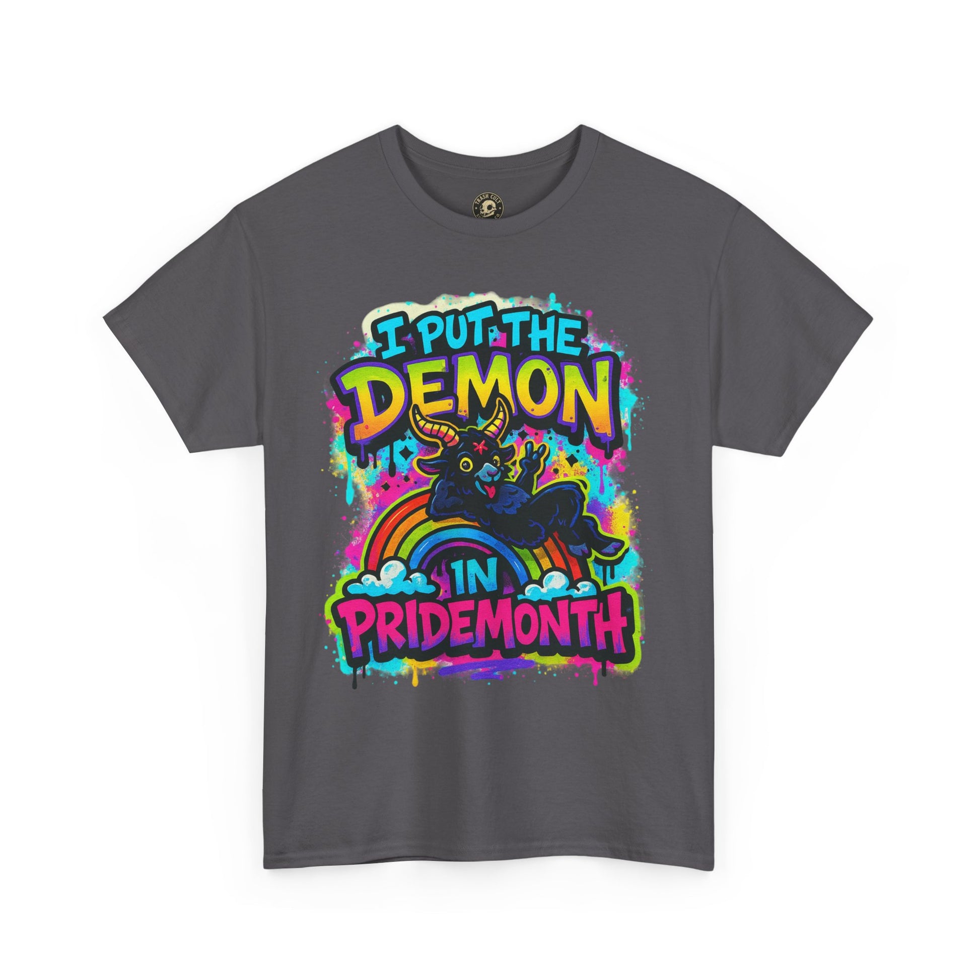 Pride Month Unisex Tee - I Put the Demon in Pride Month, LGBTQ+ Apparel, Rainbow Shirt, Festival Wear, Gift for Allies & Activists