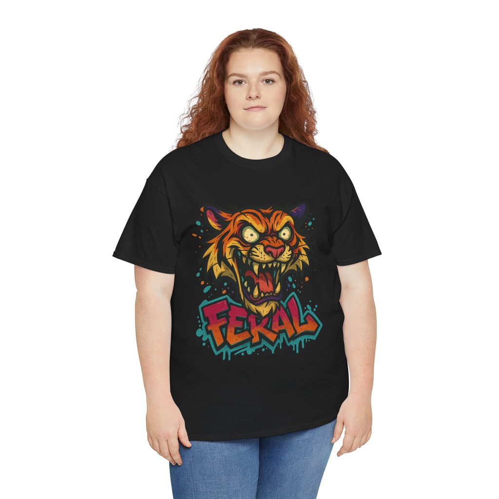 Feral Tiger Graphic Tee, Custom Artwork Shirt, Vintage Style T-Shirt, Casual Wear, Unique Gift for Animal Lovers