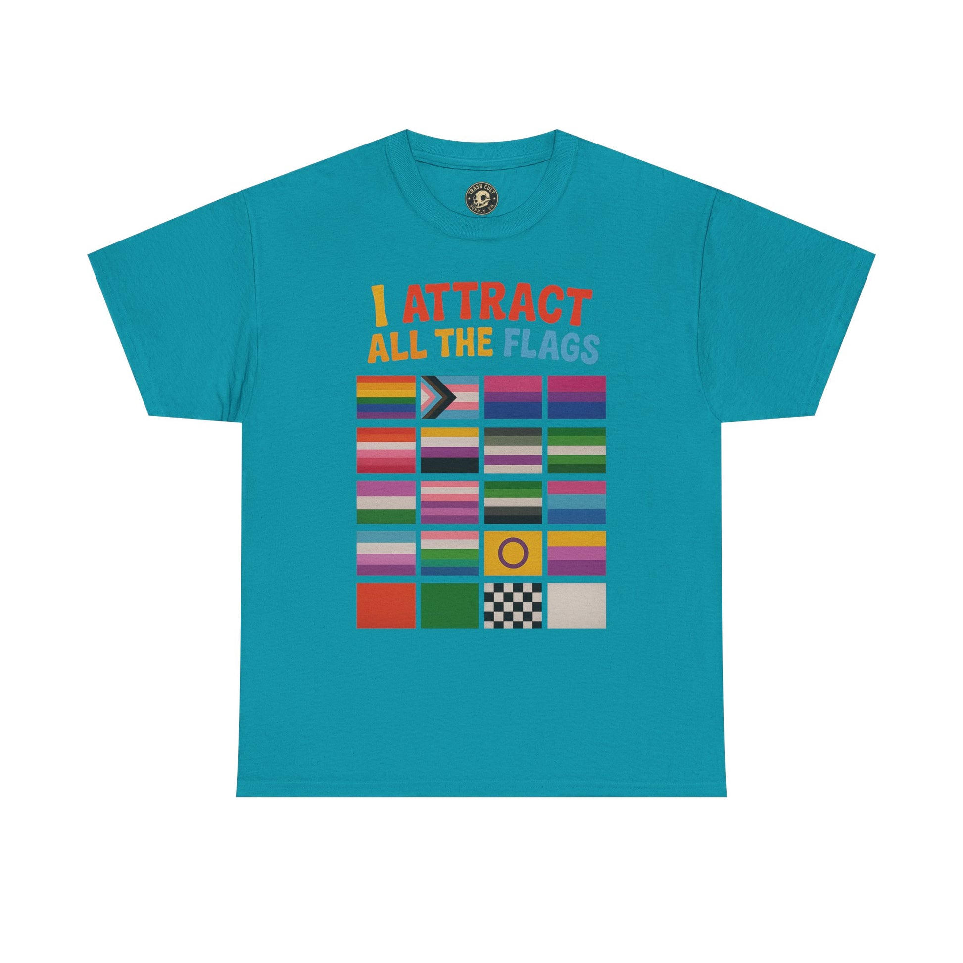 I Attract All The Flags LGBTQ Pride T-Shirt – Funny Inclusivity Shirt – Gildan 5000