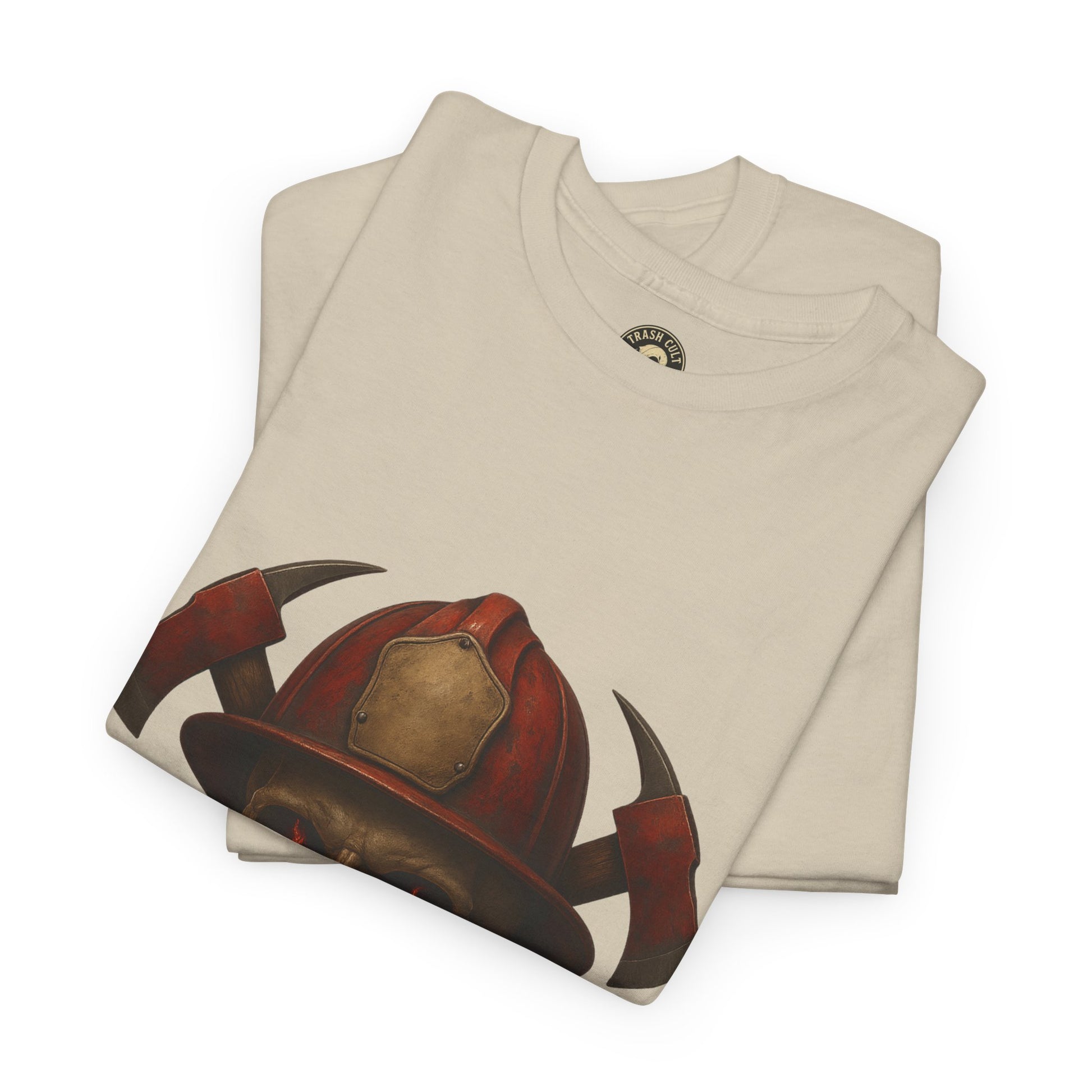 Skull Firefighter Tee, Unisex Heavy Cotton Shirt, Firefighter Gift, Halloween Costume T-Shirt, Unique Graphic Tee, Casual Wear