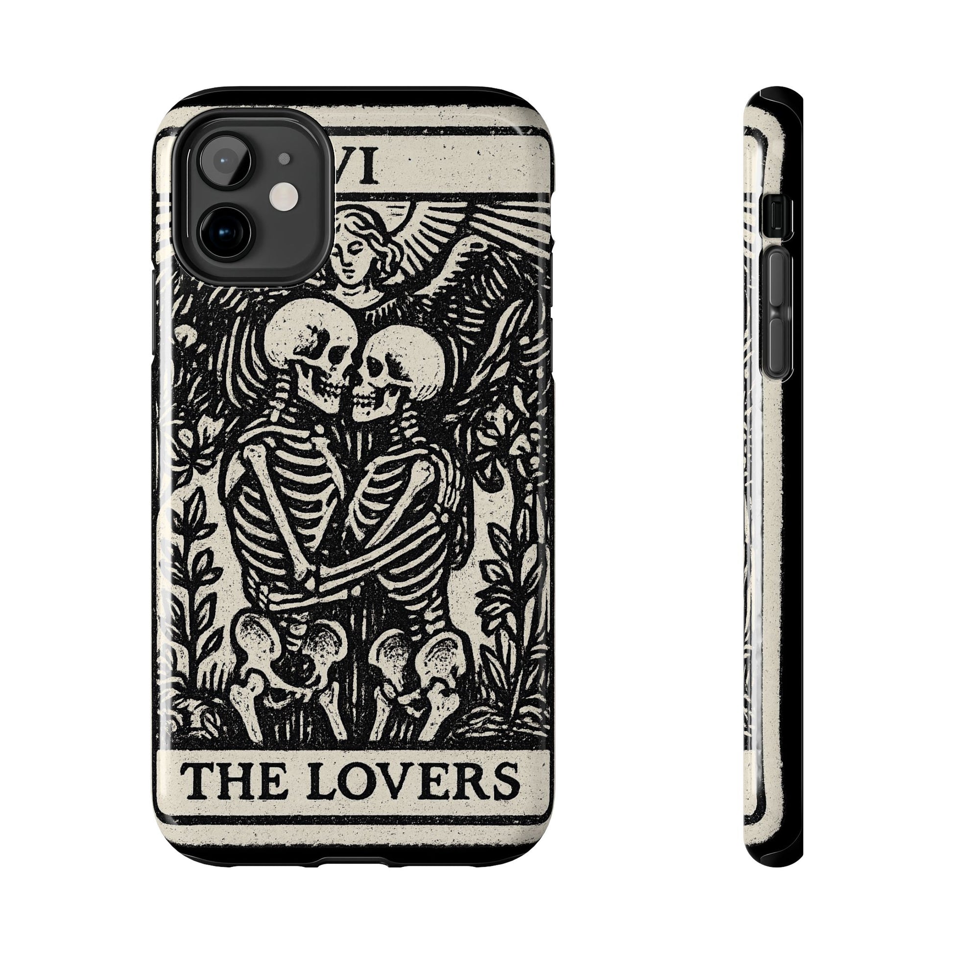 Tough Phone Case with Skeleton Lovers Design, Gothic Phone Cover, Unique Couples Gift, Halloween Accessory, Edgy Tech Design