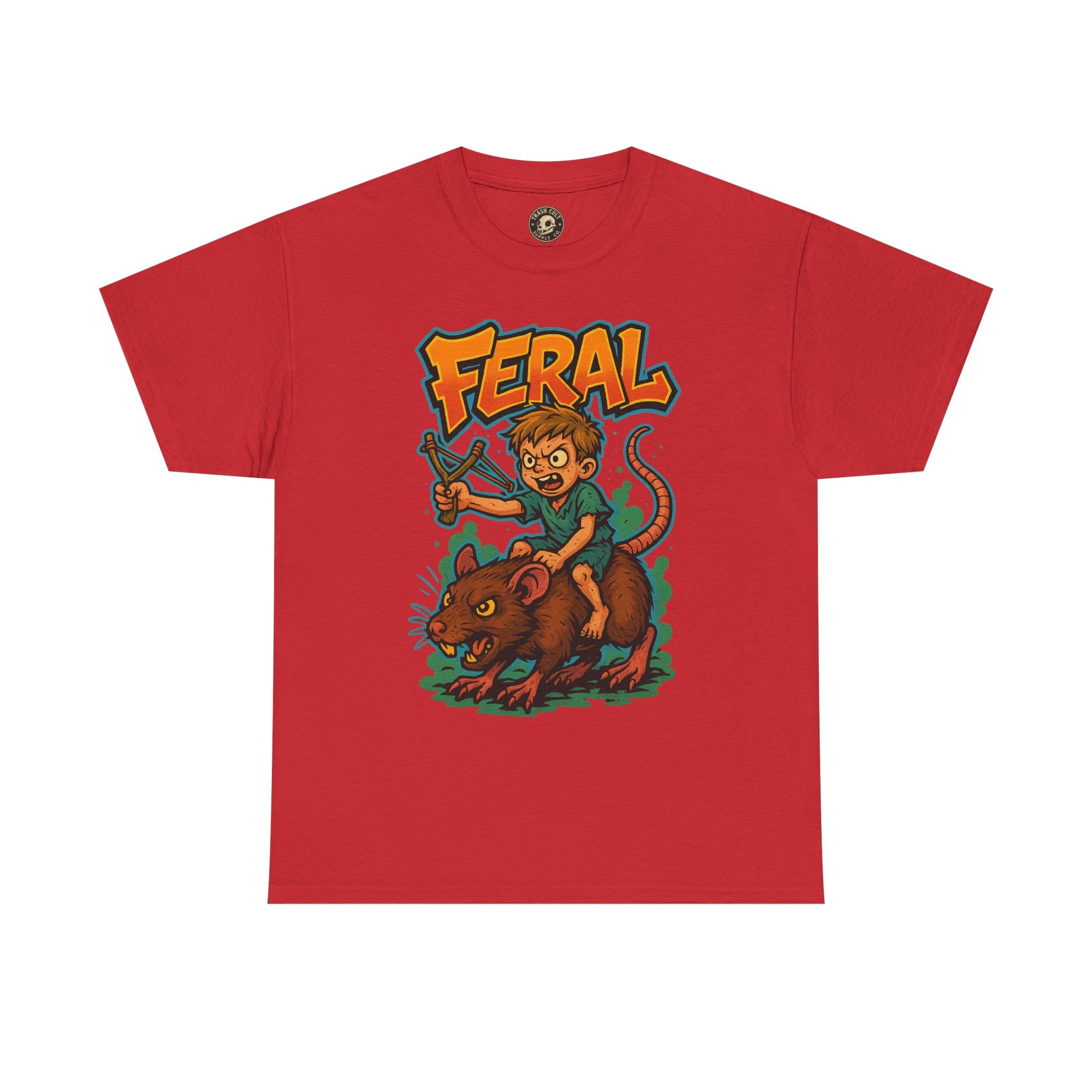 FERAL Graffiti Rat Rider T-Shirt – Bold New School Streetwear | Gildan 5000 Chaos Graphic Tee