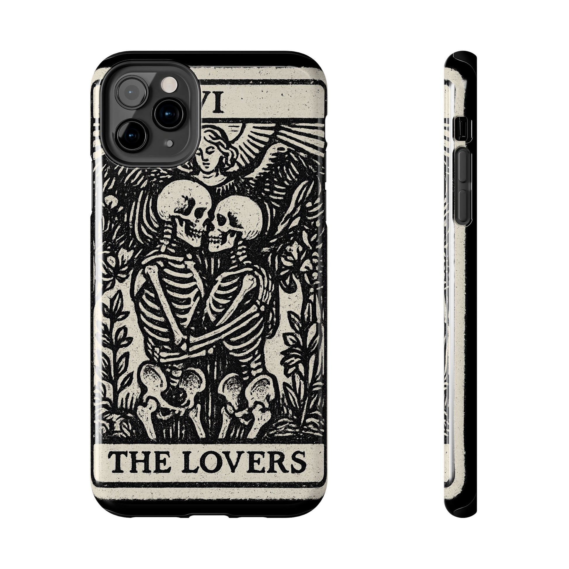 Tough Phone Case with Skeleton Lovers Design, Gothic Phone Cover, Unique Couples Gift, Halloween Accessory, Edgy Tech Design