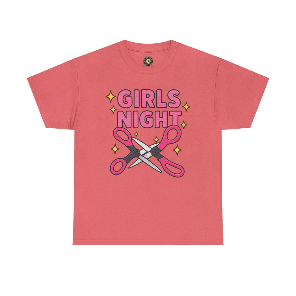 Funny Girls Night Shirt – Lesbian Humor Tee – Pink Scissors Graphic on Gildan 5000
