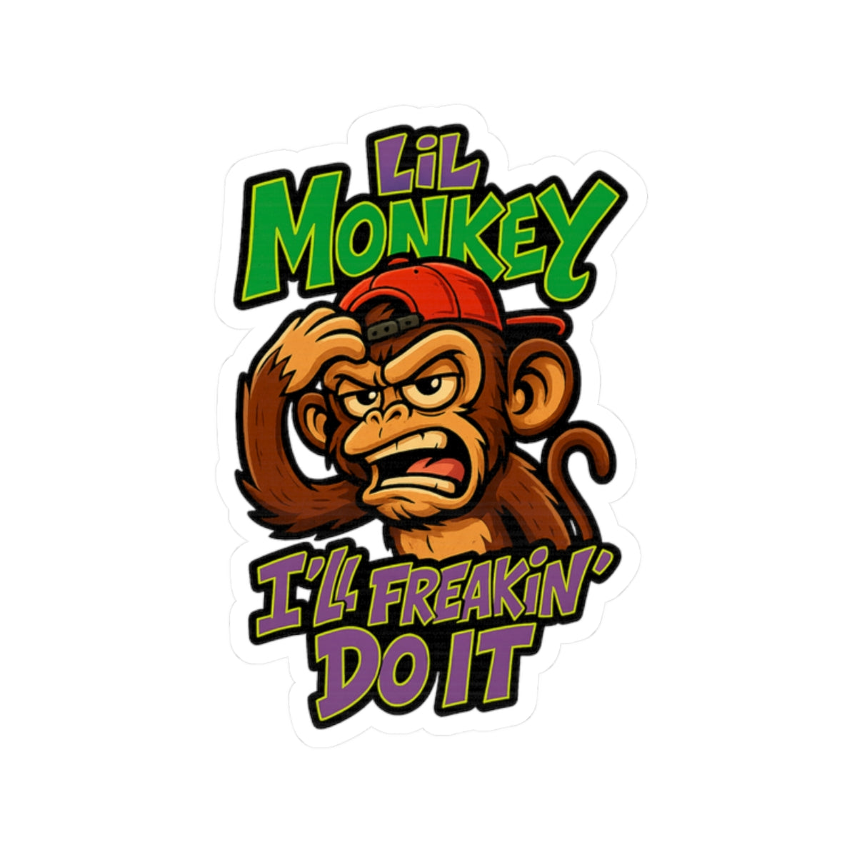 Lil Monkey Kiss-Cut Stickers | Fun Animal Laptop Decals, Kids' Room Decor, Gift for Monkey Lovers, Playful Wall Art, Party Favors